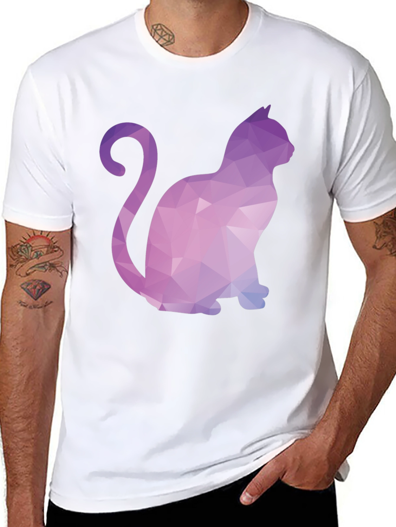 Geometric Cat T-Shirt - Stylish & Unique Design
