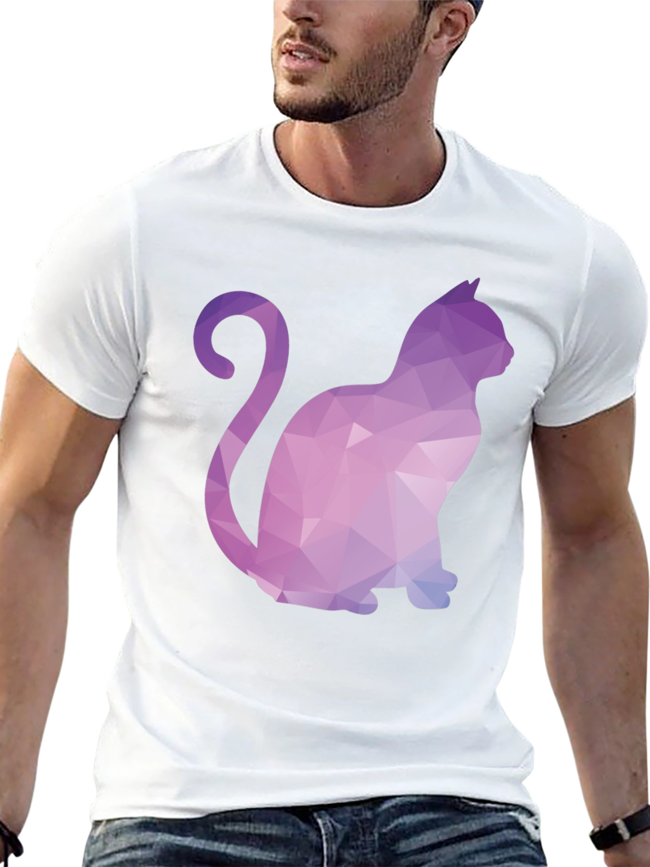 Geometric Cat T-Shirt - Stylish & Unique Design