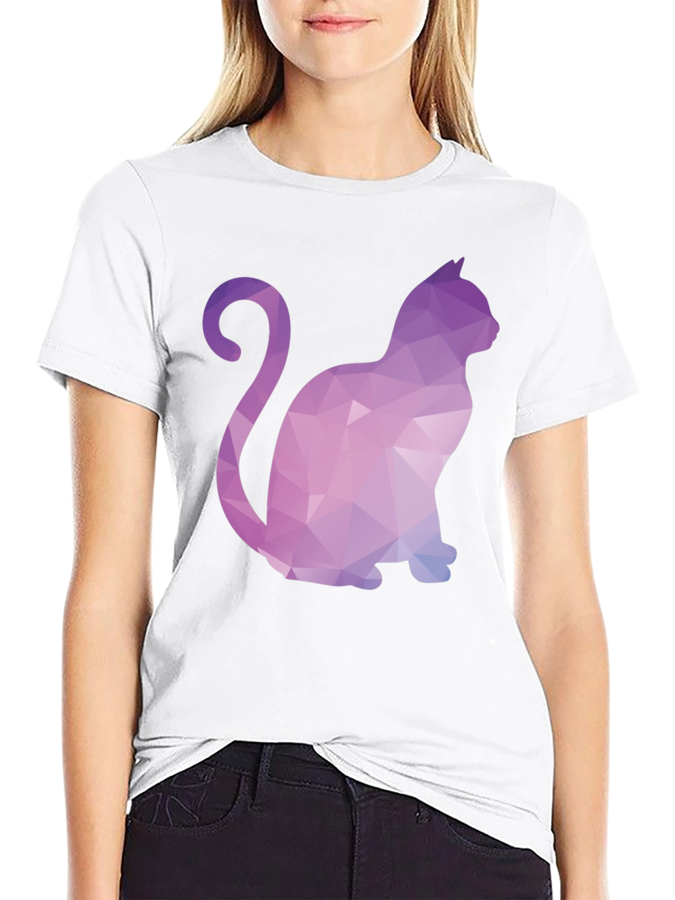 Geometric Cat T-Shirt - Stylish & Unique Design