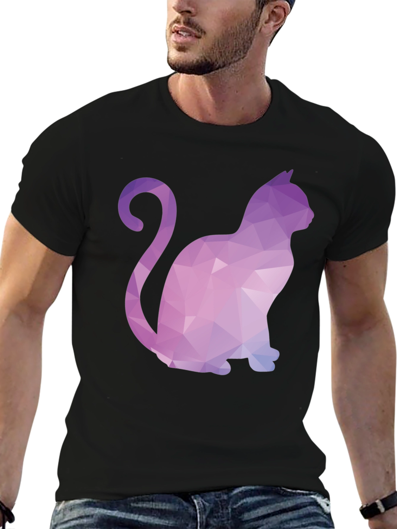 Geometric Cat T-Shirt - Stylish & Unique Design