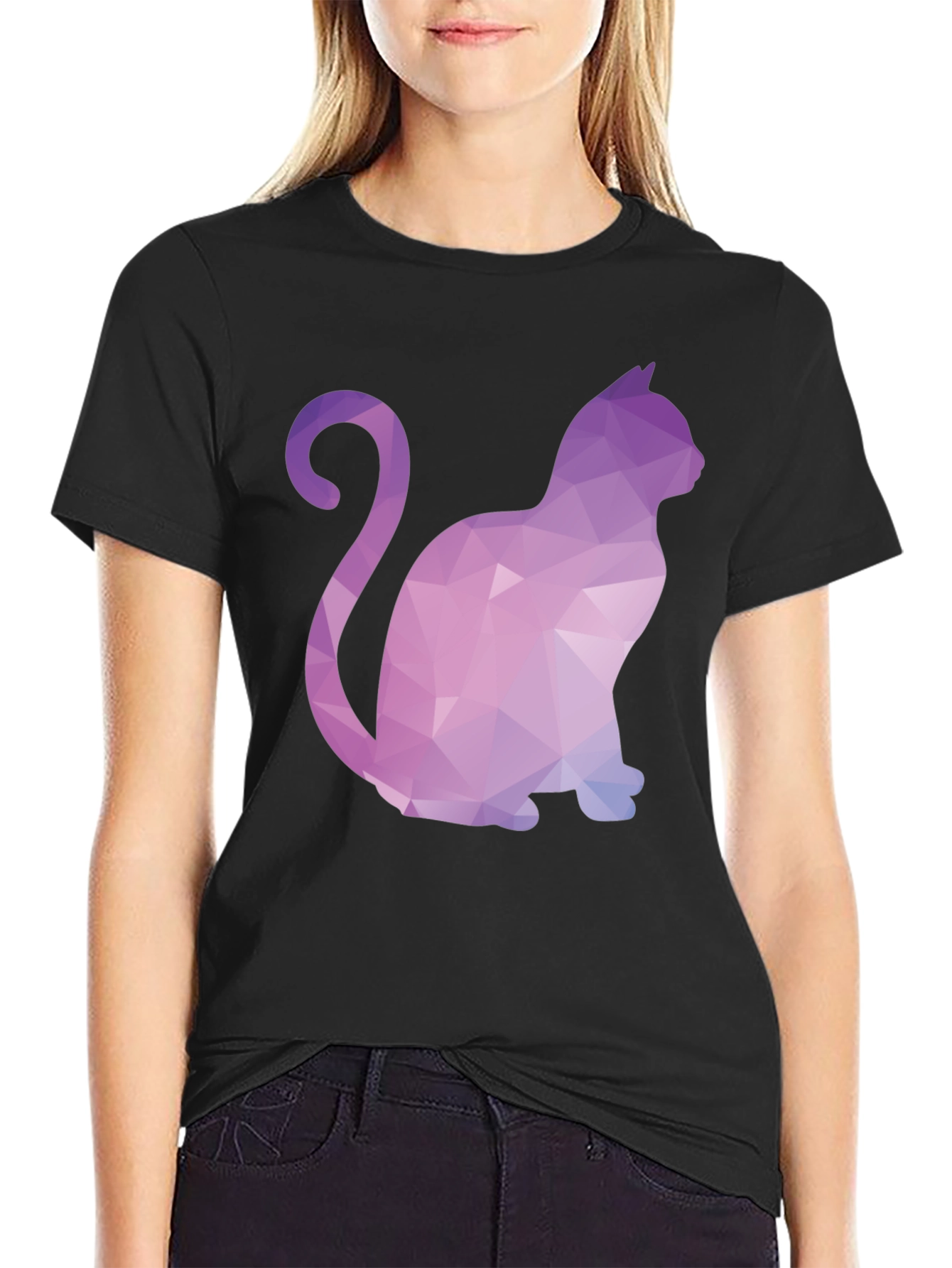 Geometric Cat T-Shirt - Stylish & Unique Design