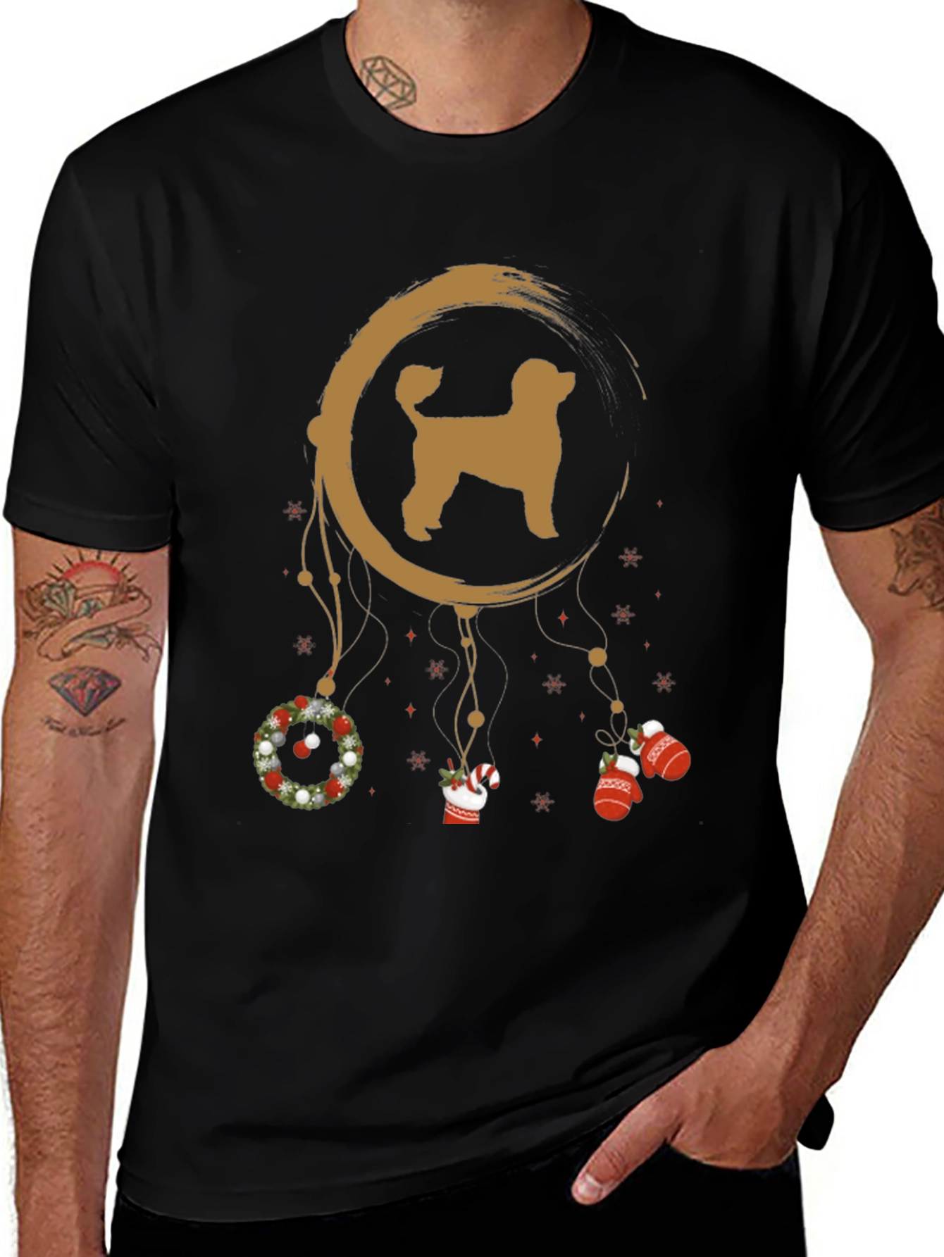 Festive Dog Dreamcatcher Graphic Tee