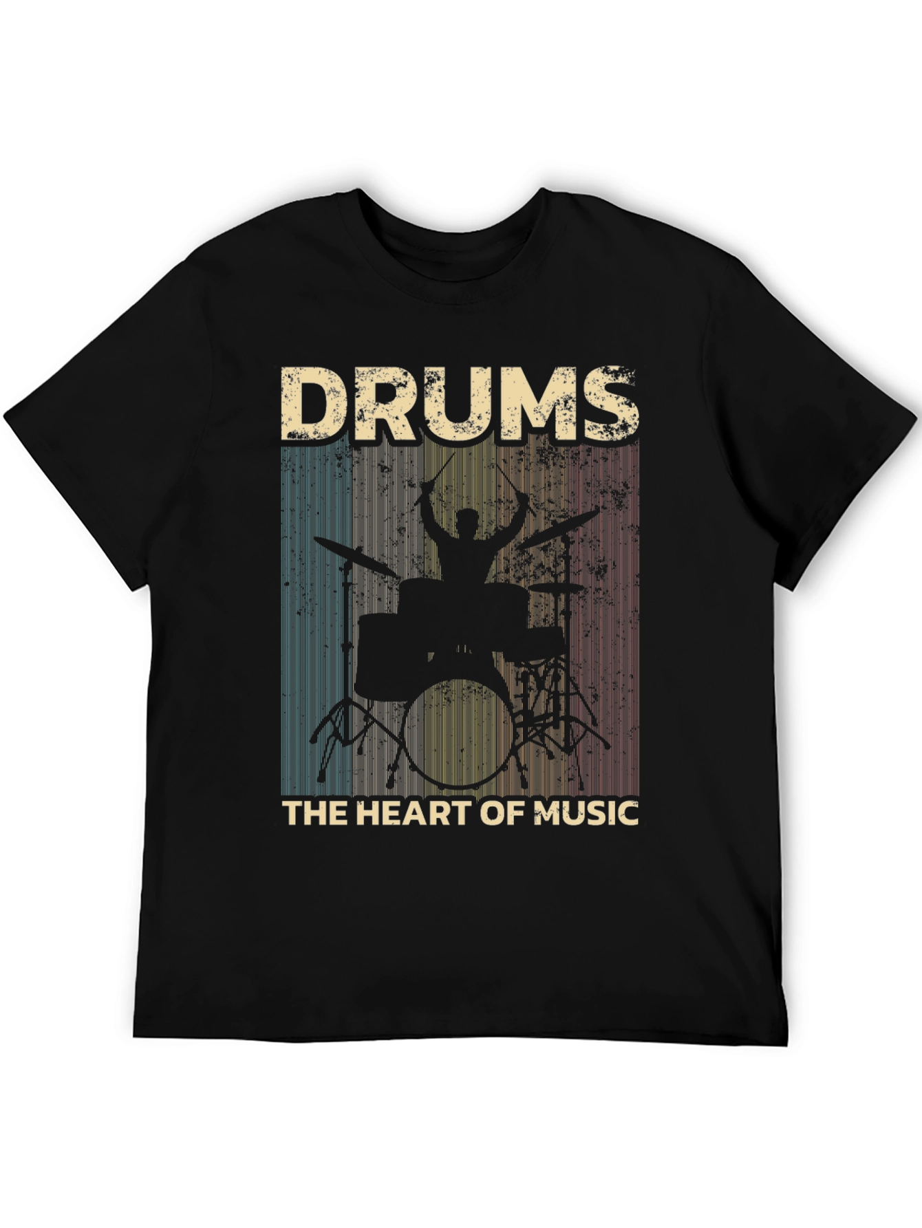 Drums Heart of Music Black T-Shirt