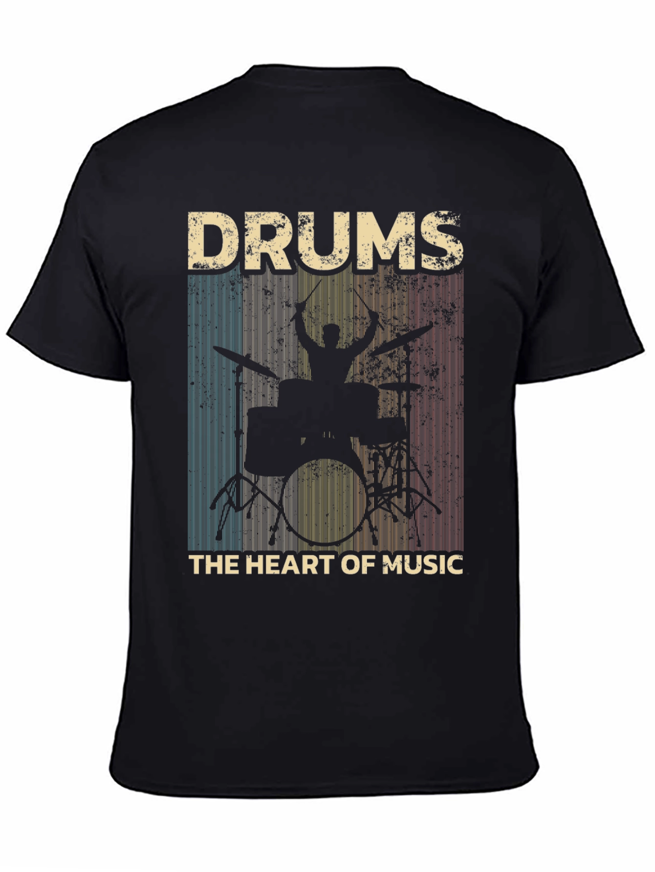 Drums Heart of Music Black T-Shirt