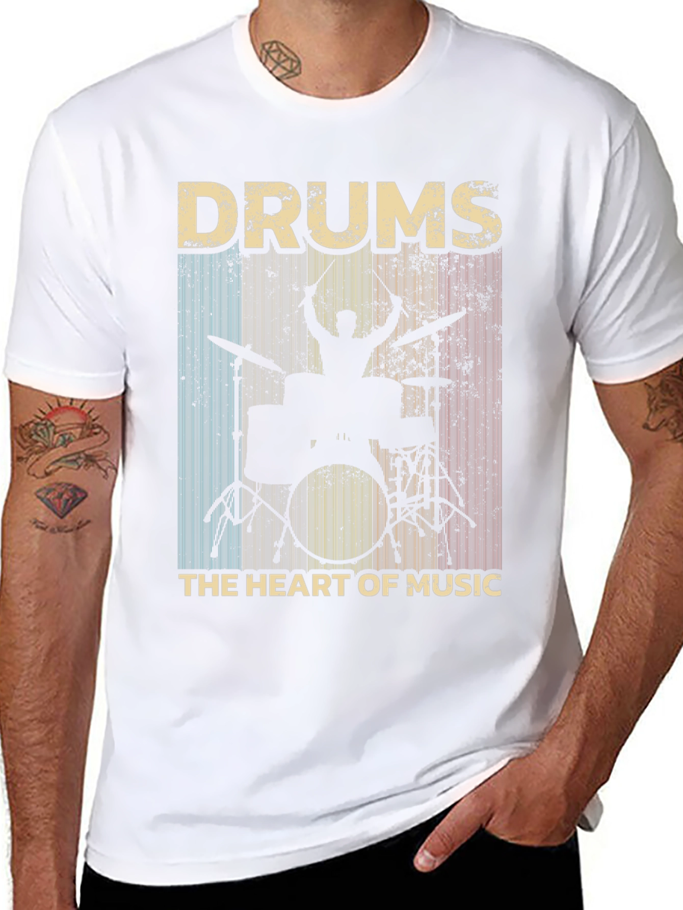 Drums Heart of Music Black T-Shirt