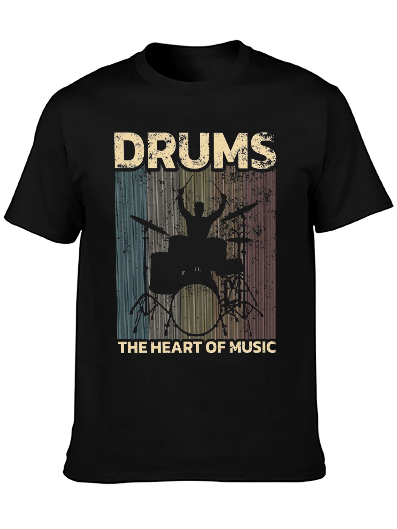 Drums Heart of Music Black T-Shirt