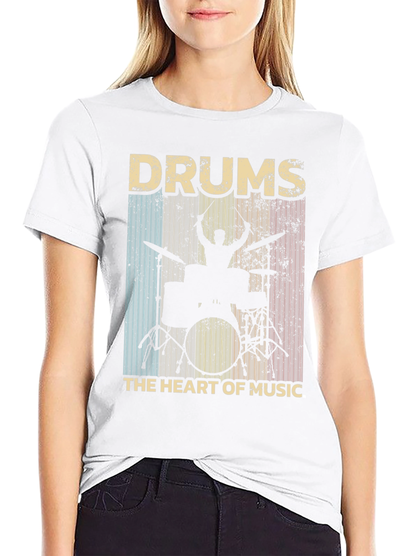 Drums Heart of Music Black T-Shirt