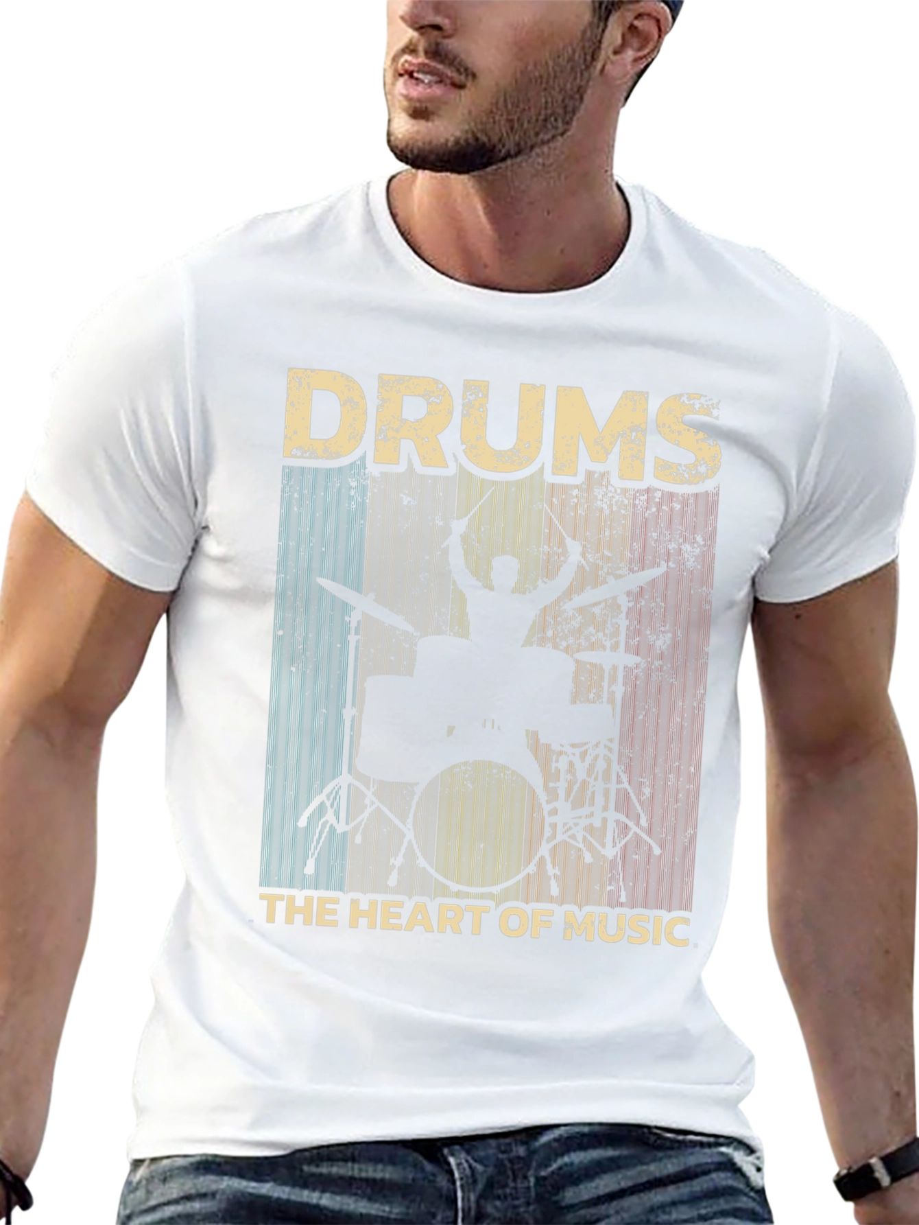 Drums Heart of Music Black T-Shirt