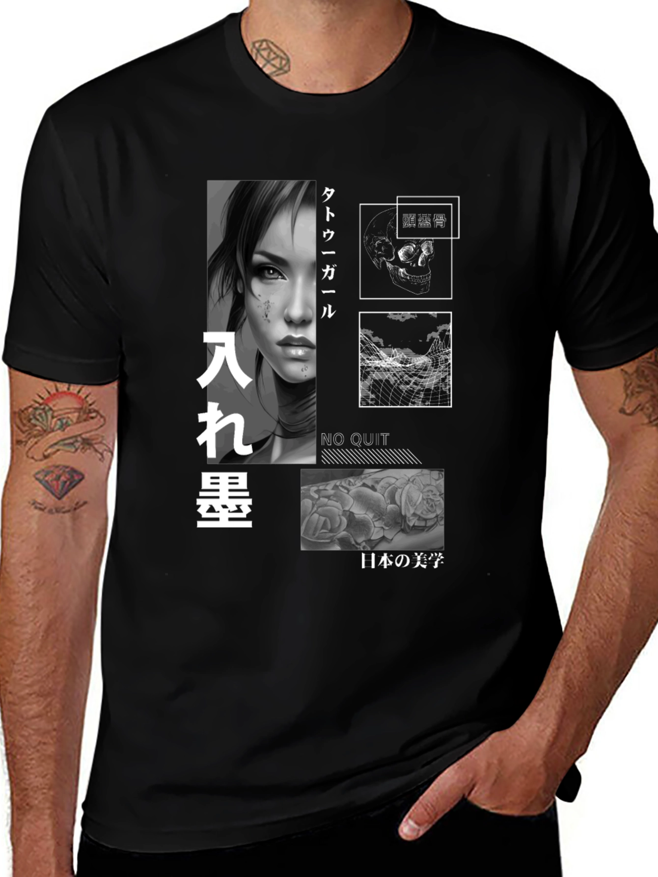 Tattoo Girl Graphic T-Shirt - Japanese Aesthetics