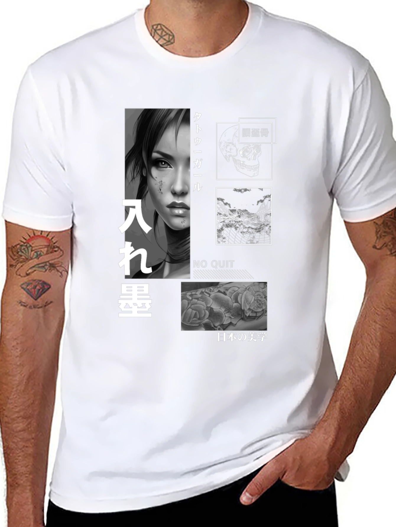Tattoo Girl Graphic T-Shirt - Japanese Aesthetics