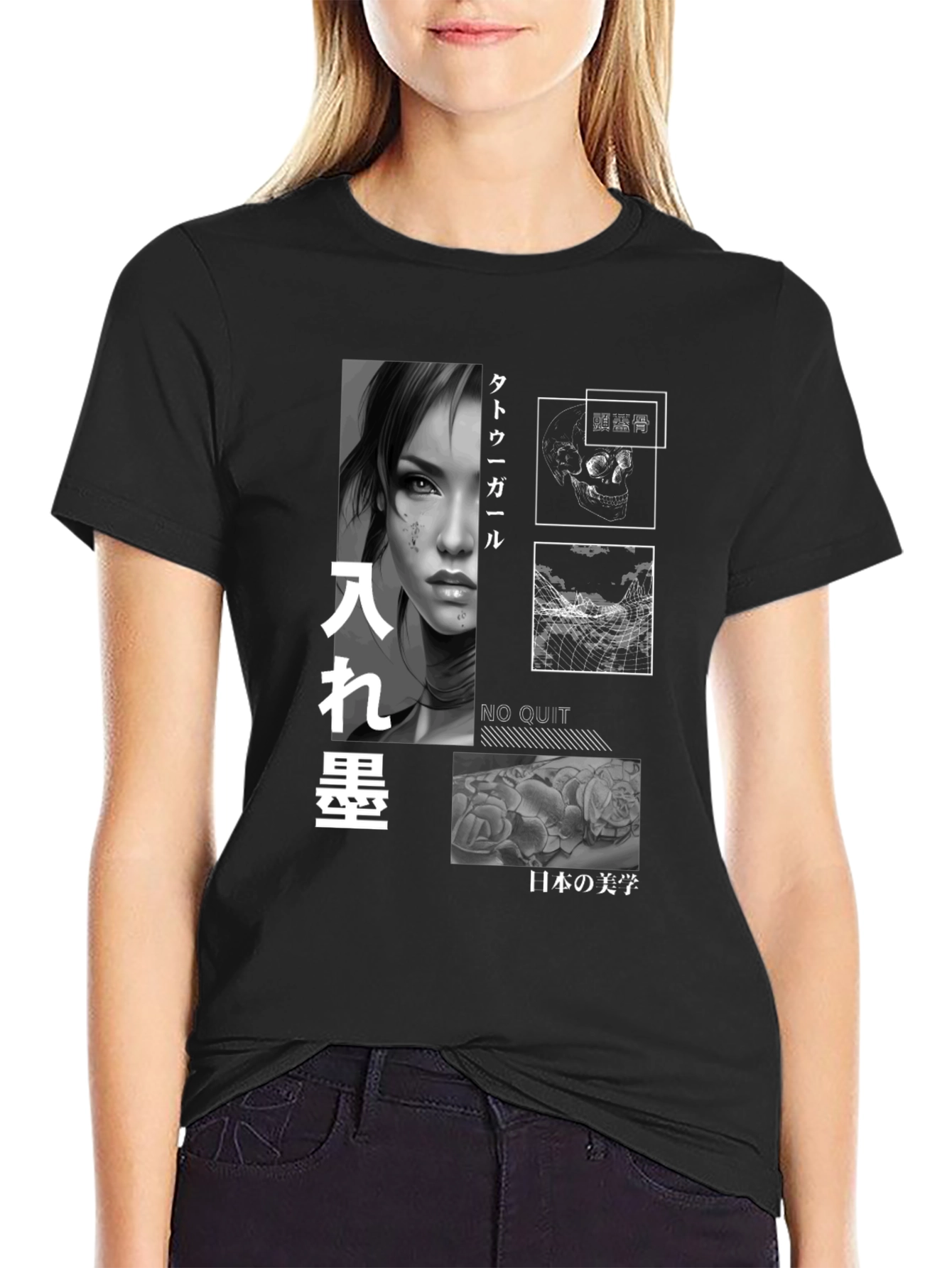 Tattoo Girl Graphic T-Shirt - Japanese Aesthetics