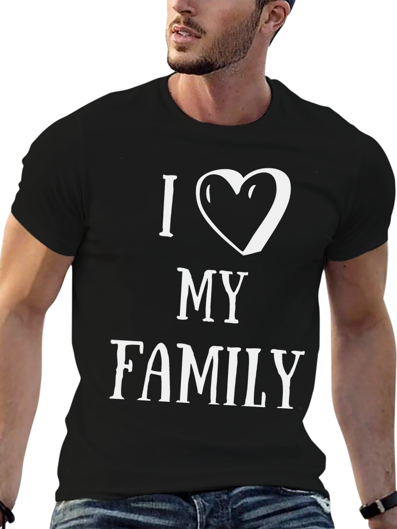 I Heart My Family Graphic T-Shirt - Black
