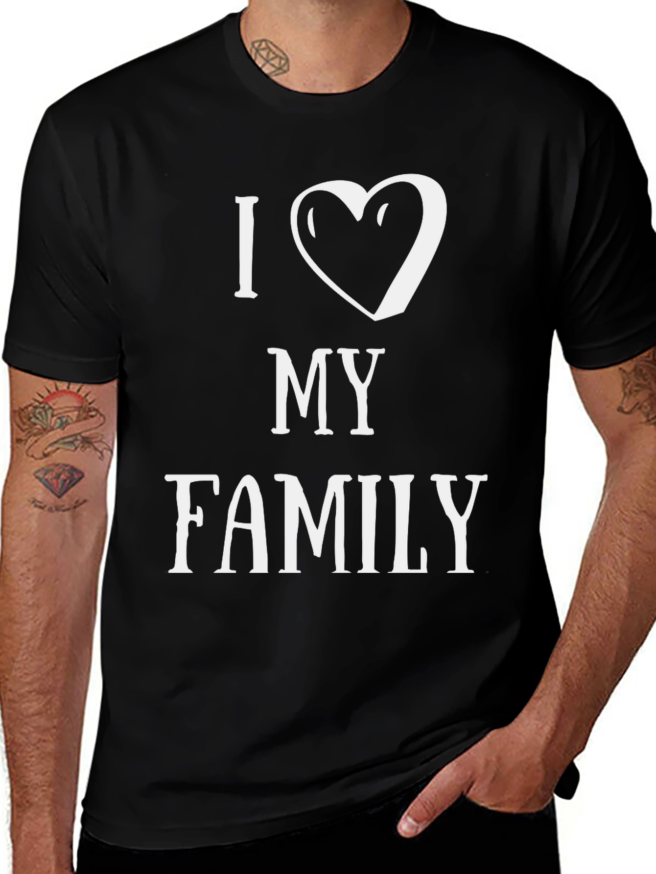 I Heart My Family Graphic T-Shirt - Black