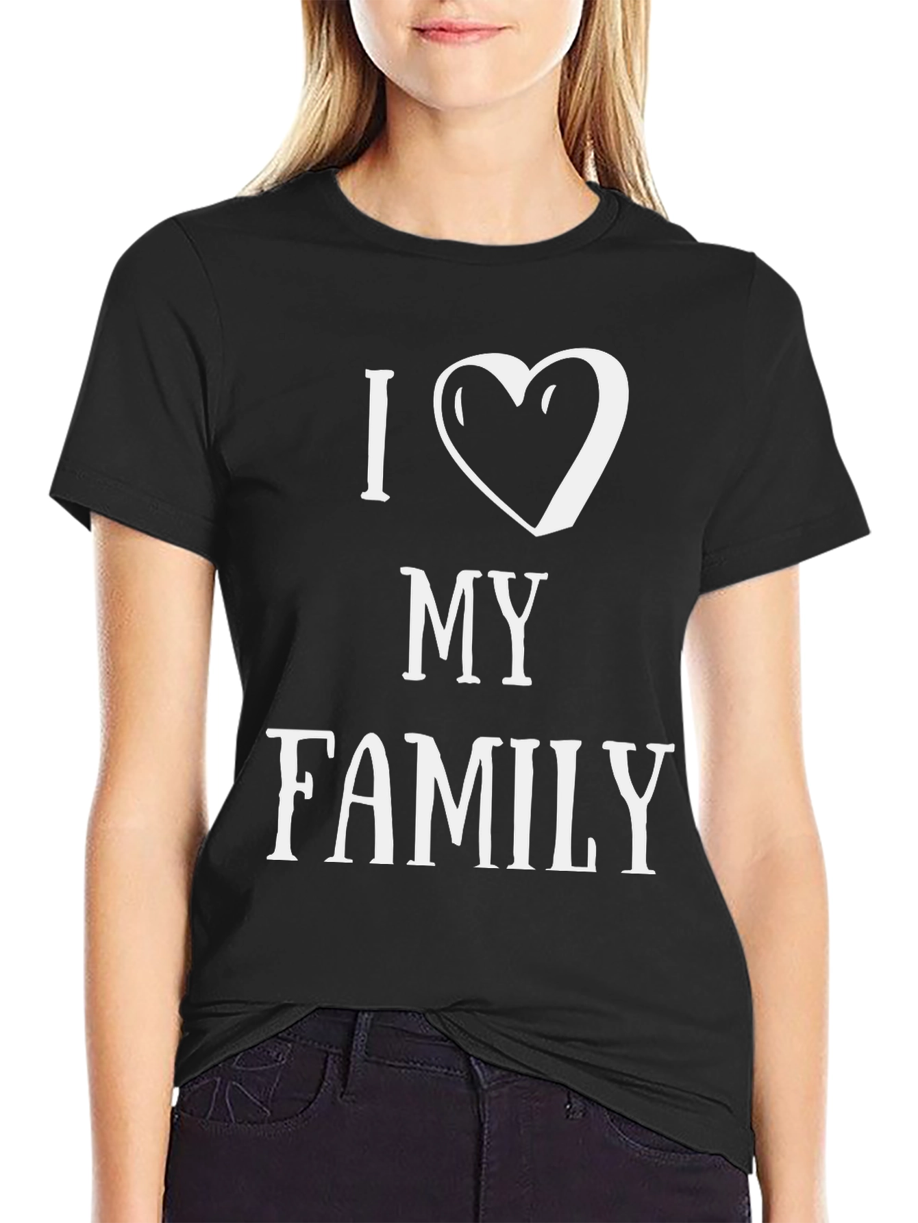 I Heart My Family Graphic T-Shirt - Black