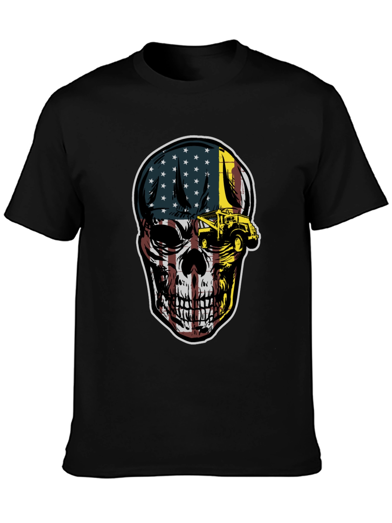 American Flag Skull Tow Truck T-Shirt