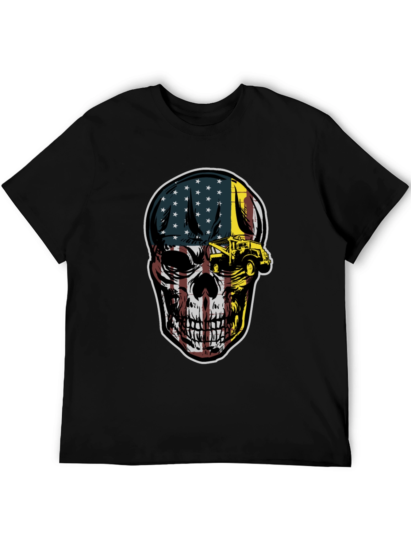 American Flag Skull Tow Truck T-Shirt