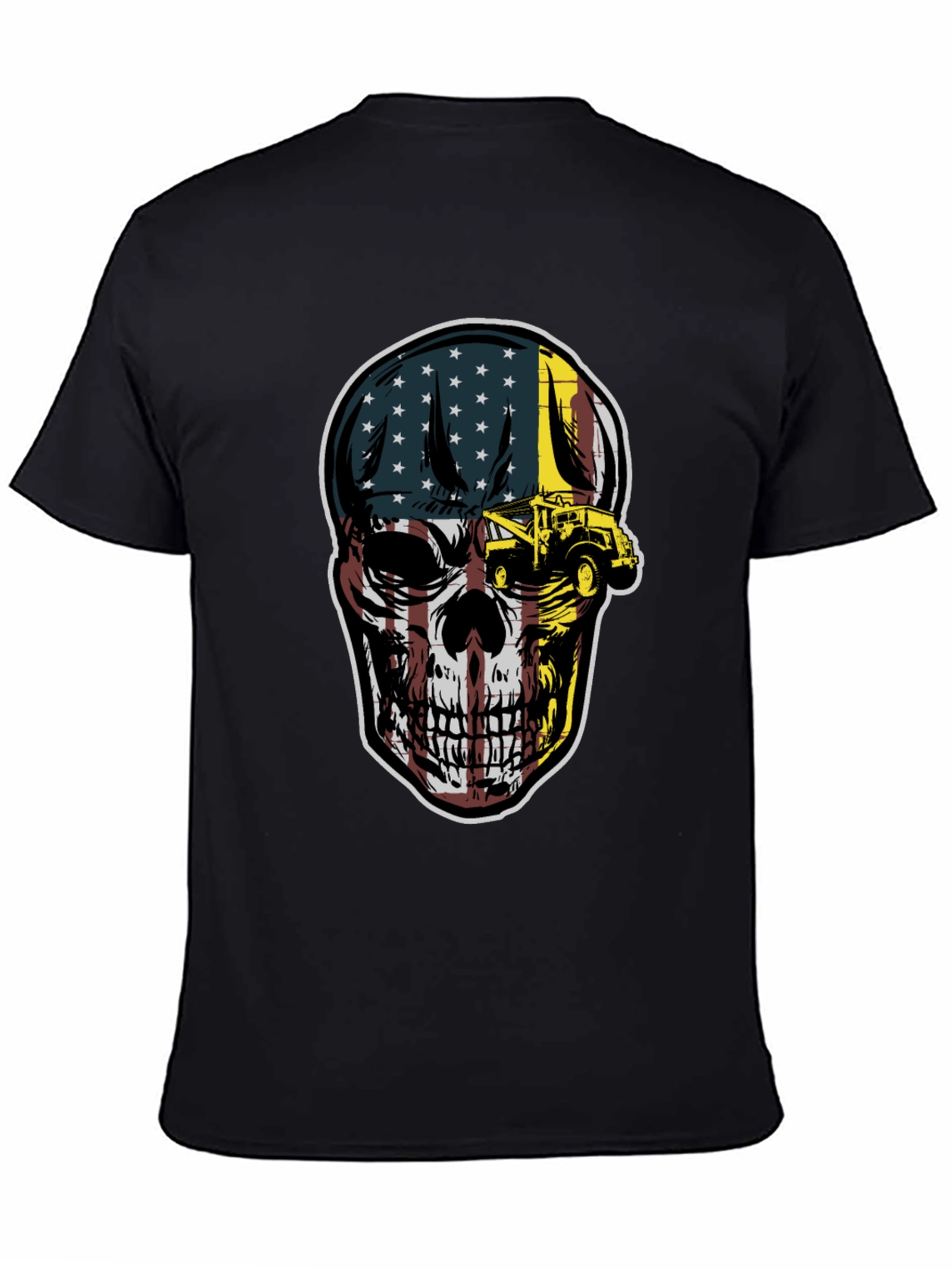 American Flag Skull Tow Truck T-Shirt