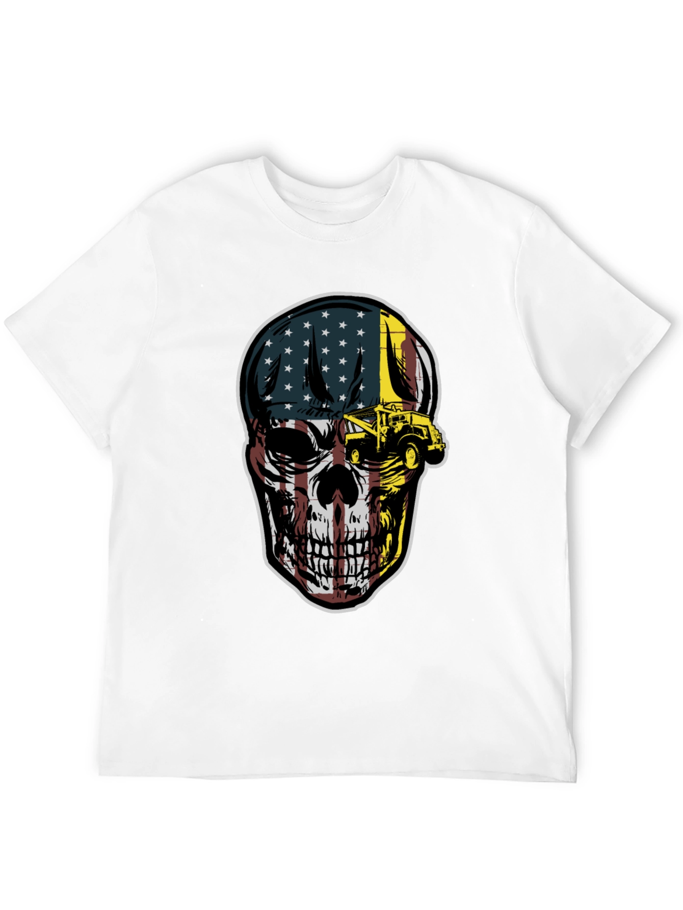 American Flag Skull Tow Truck T-Shirt