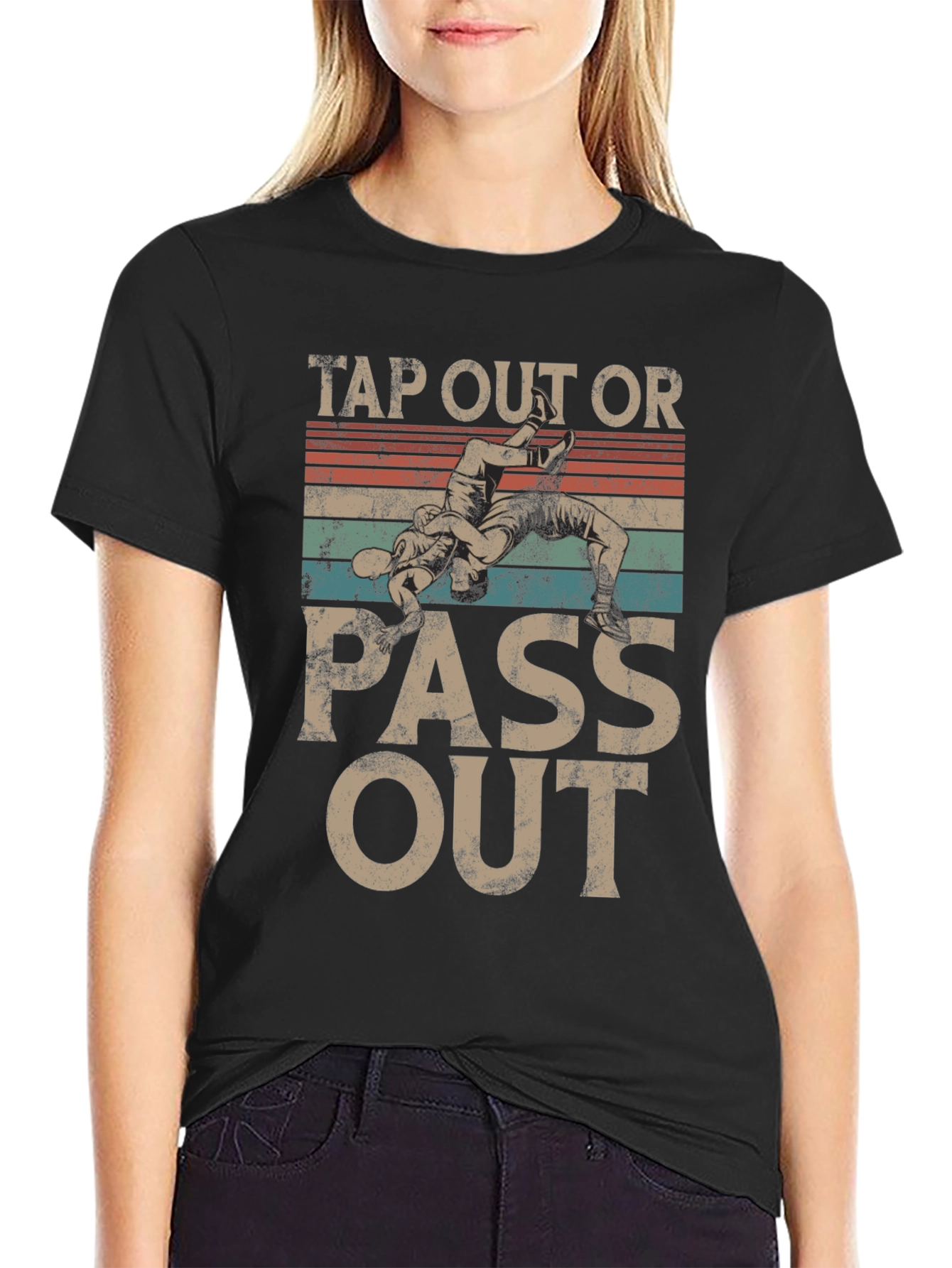 Tap Out Or Pass Out Wrestling Graphic Tee