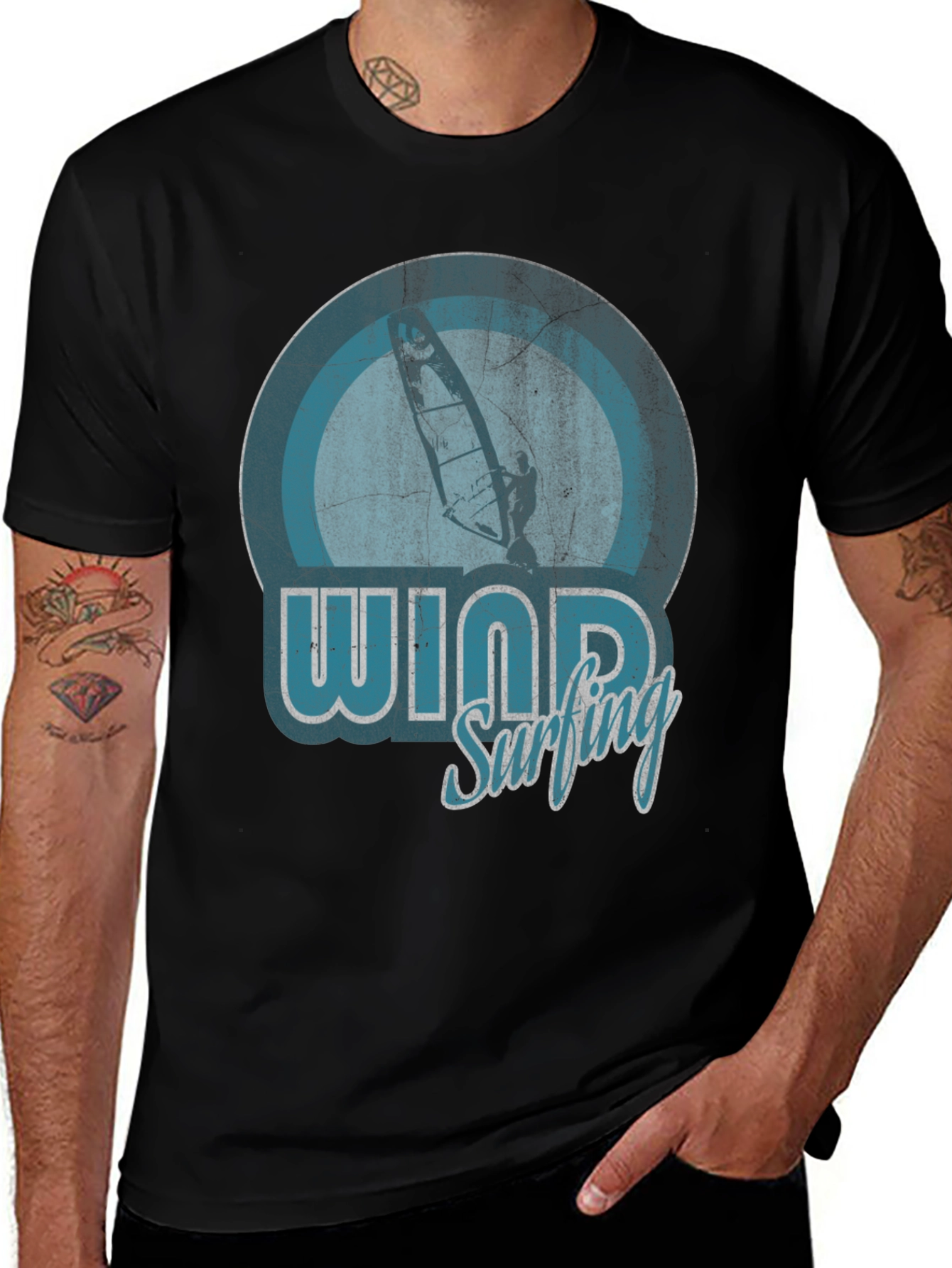 Windsurfing Graphic T-Shirt - Retro Style Design