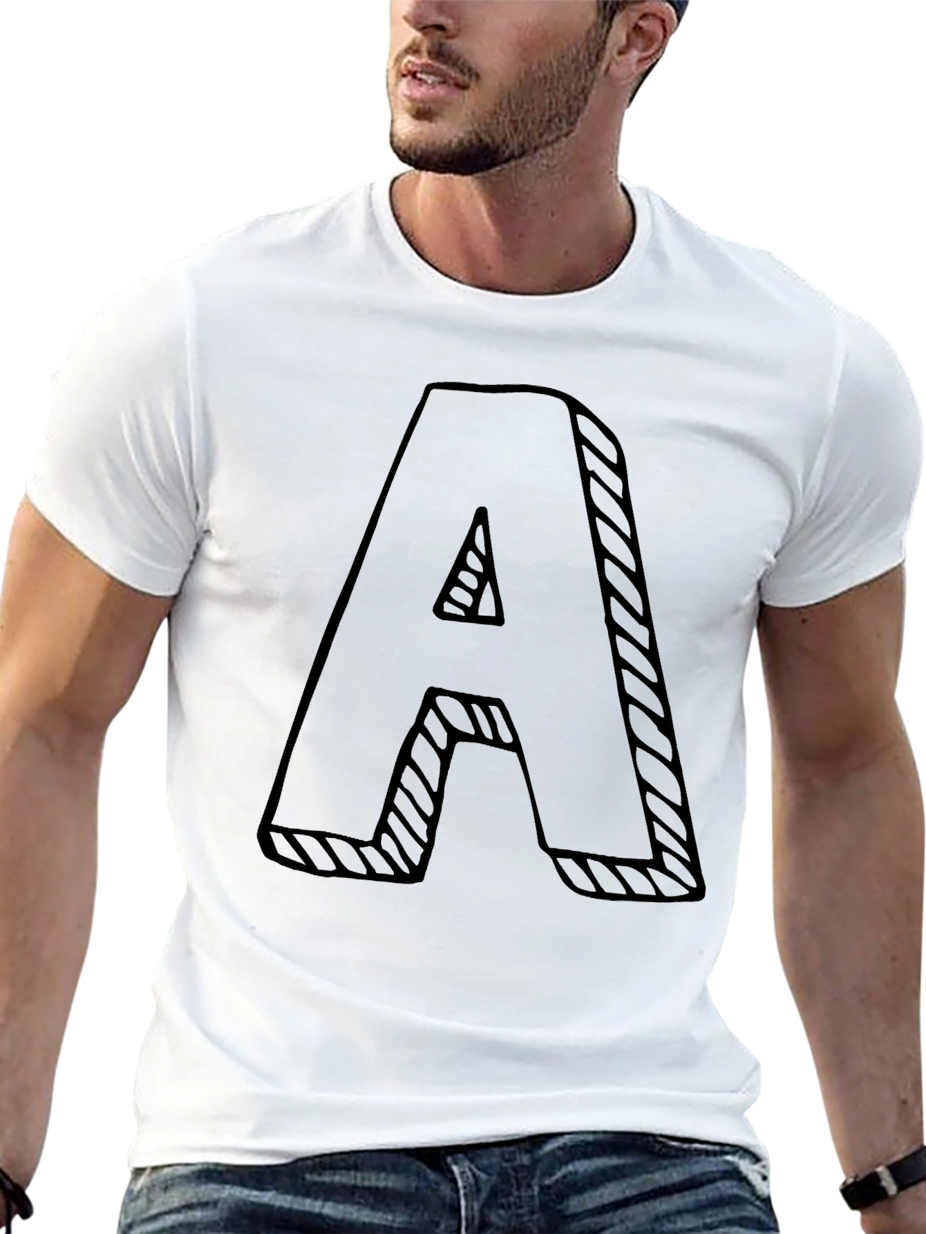 Bold Letter A Graphic Tee - Black