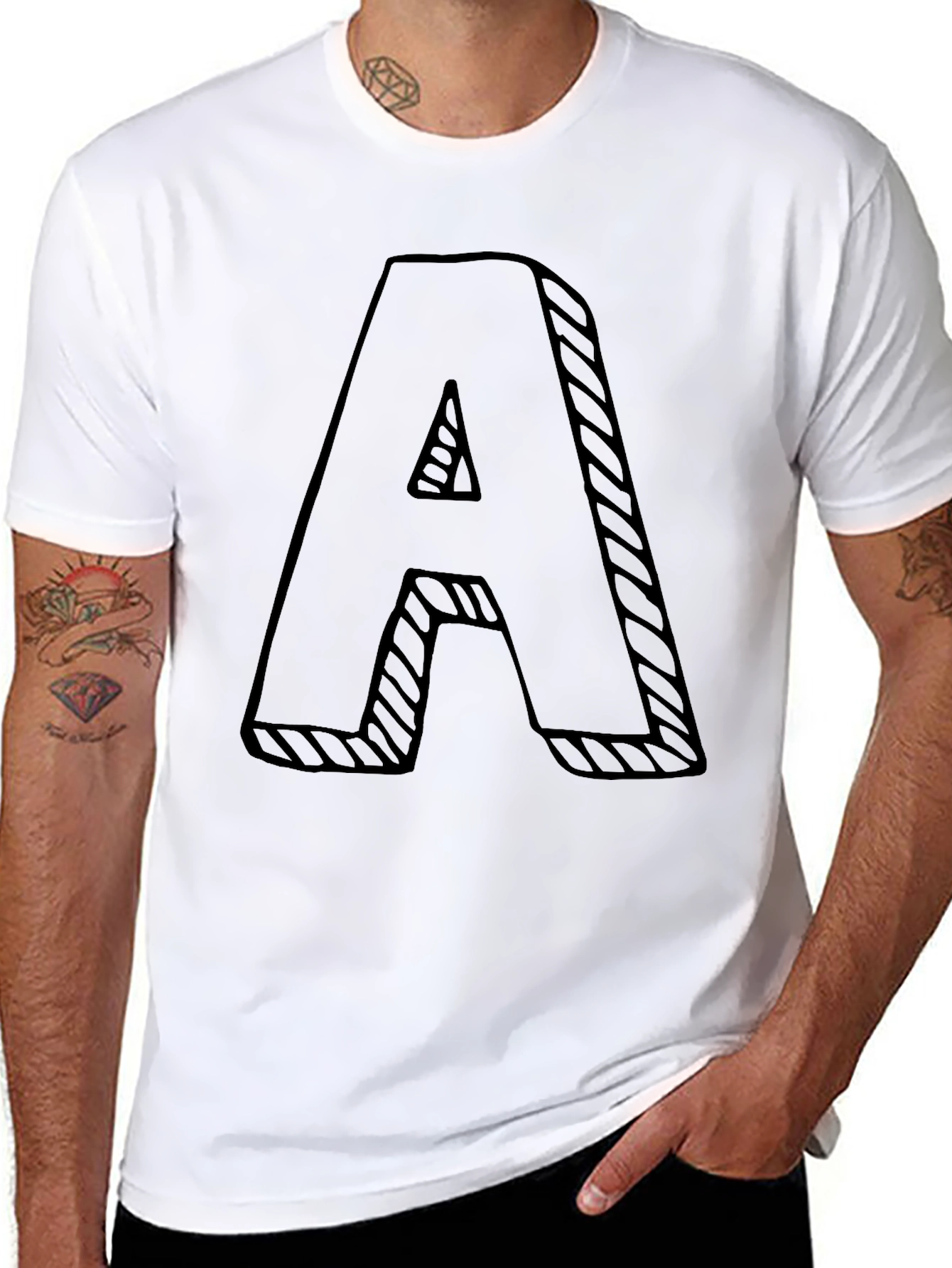 Bold Letter A Graphic Tee - Black