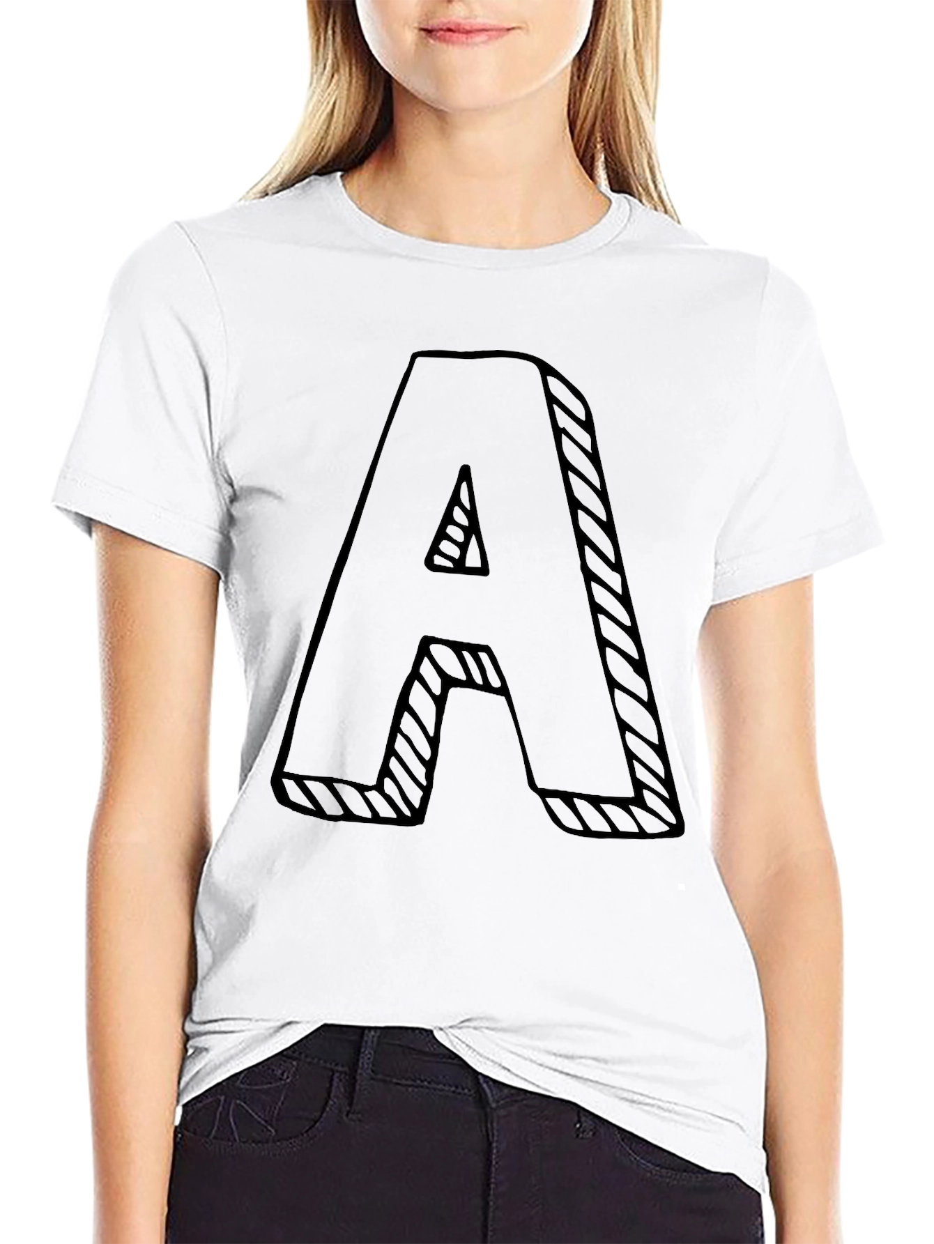 Bold Letter A Graphic Tee - Black