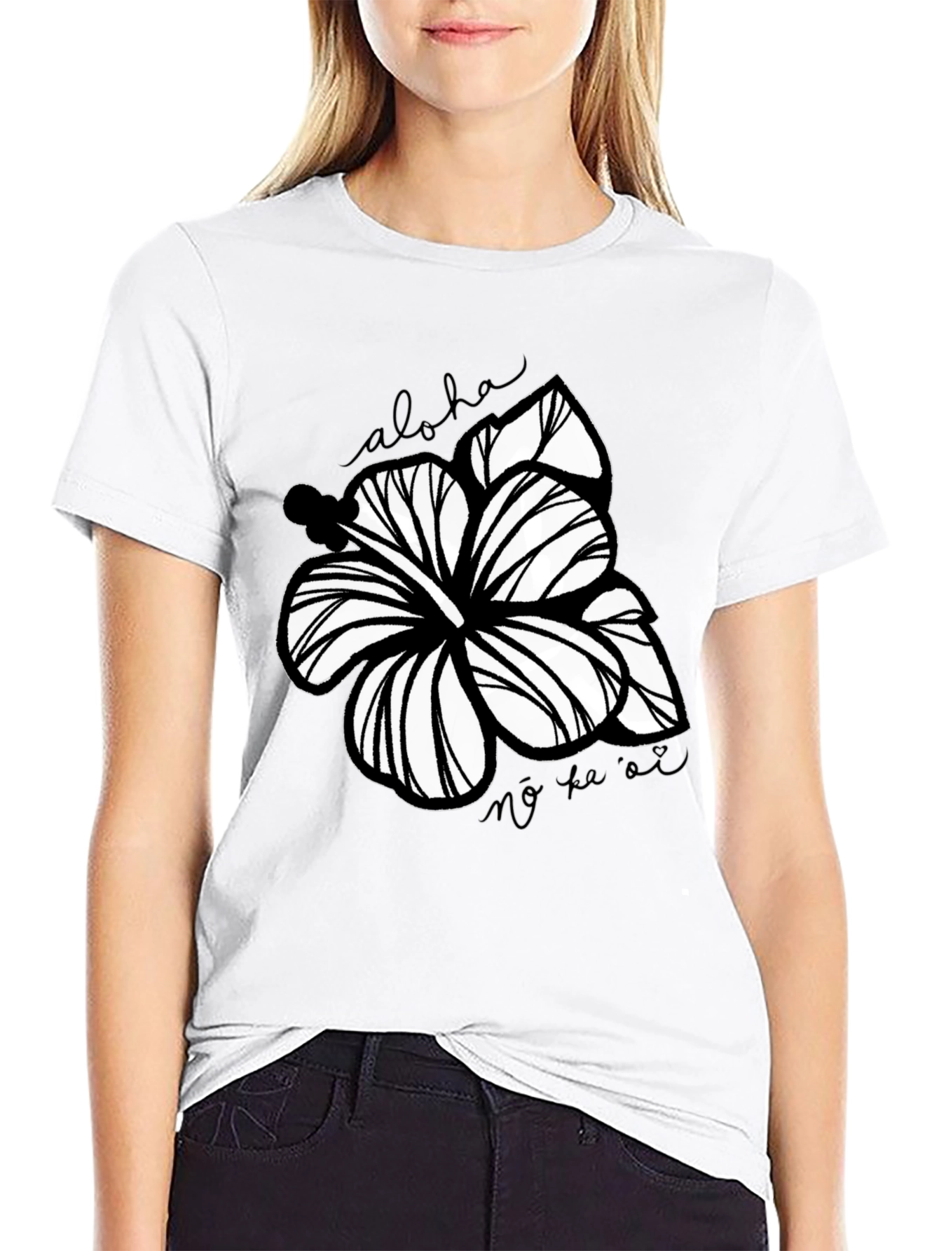 Floral Aloha Graphic Tee - Black