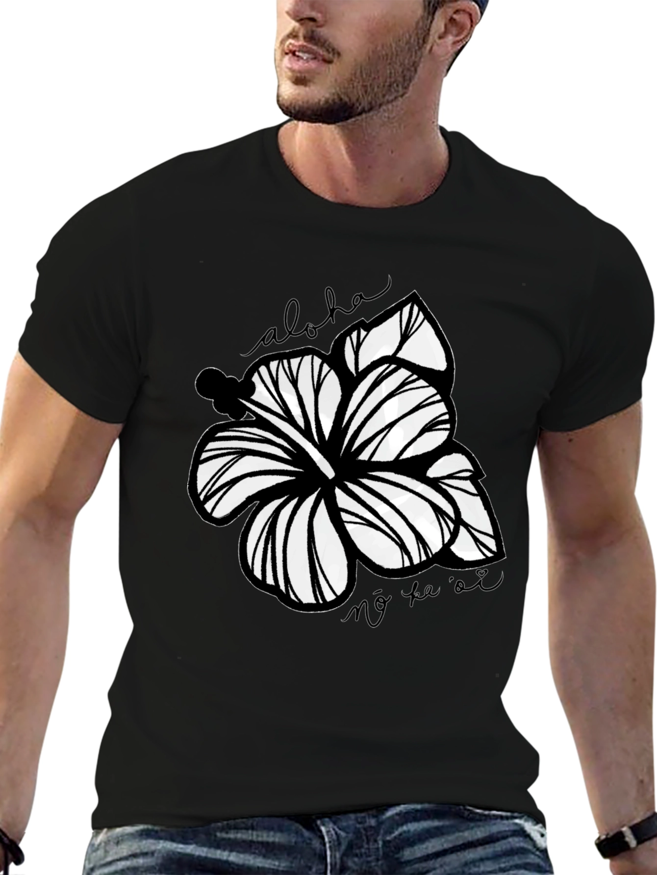 Floral Aloha Graphic Tee - Black