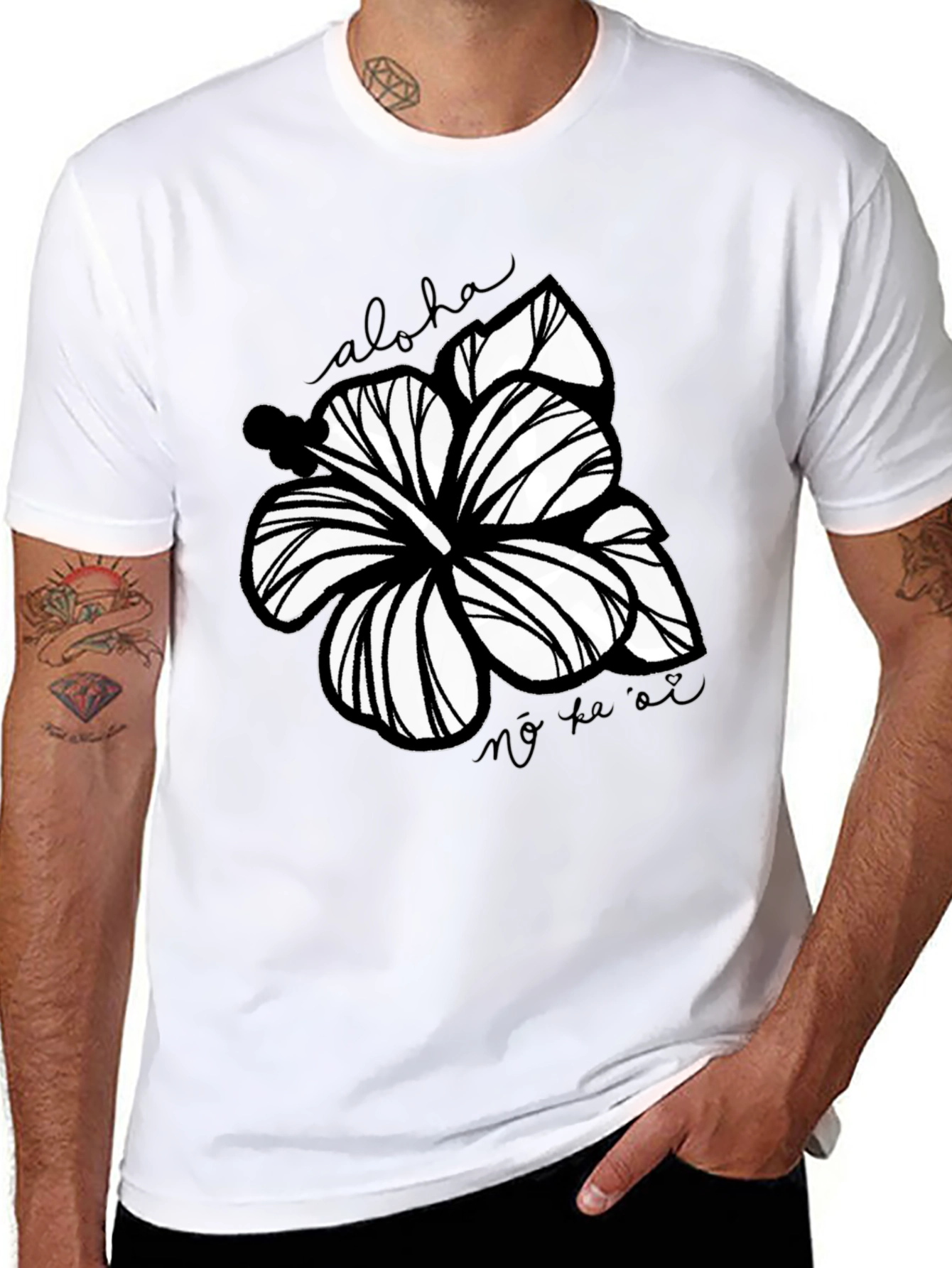 Floral Aloha Graphic Tee - Black