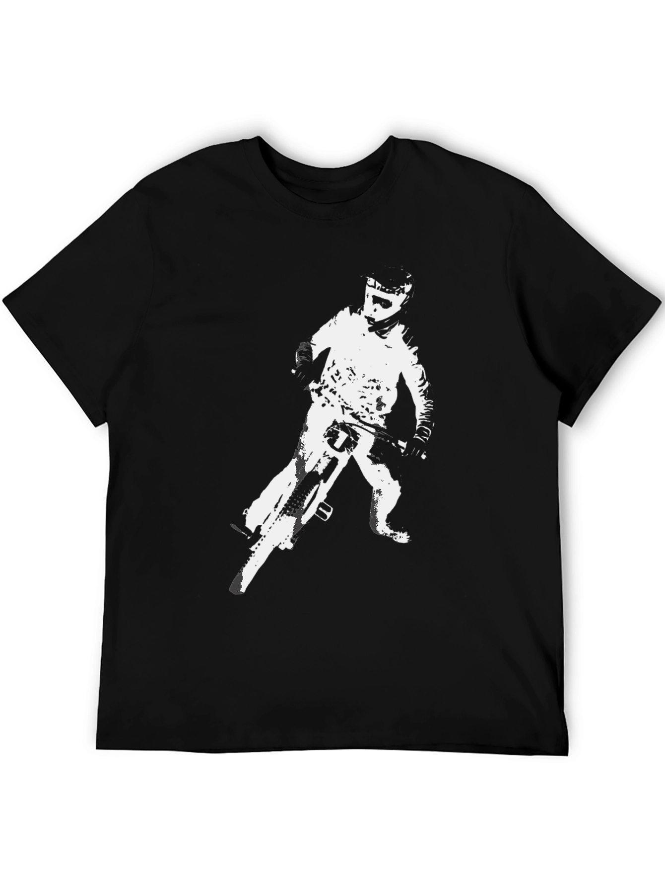 Mountain Bike Rider Graphic Tee - Black Cotton T-Shirt