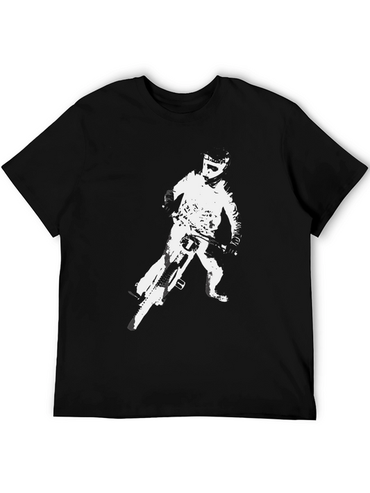 Mountain Bike Rider Graphic Tee - Black Cotton T-Shirt