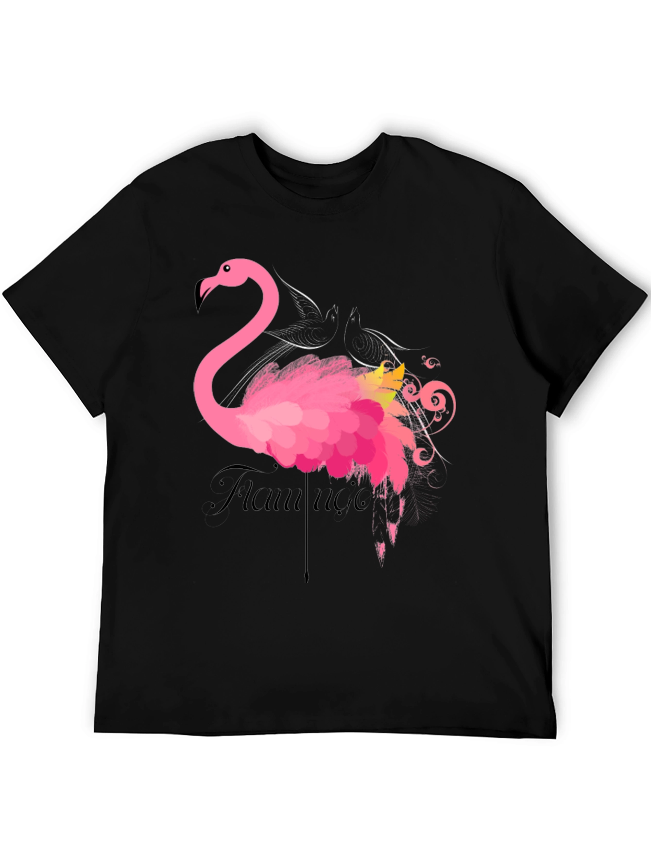 Flamingo Graphic Print Black T-Shirt