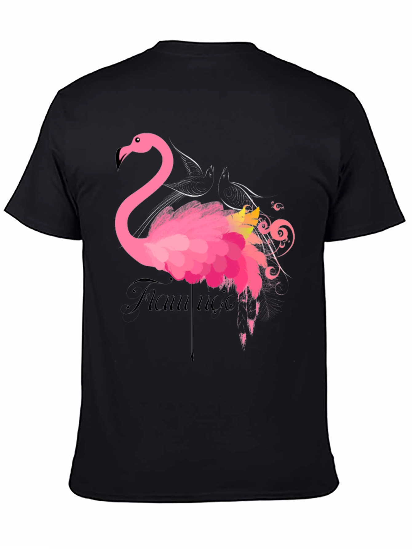 Flamingo Graphic Print Black T-Shirt