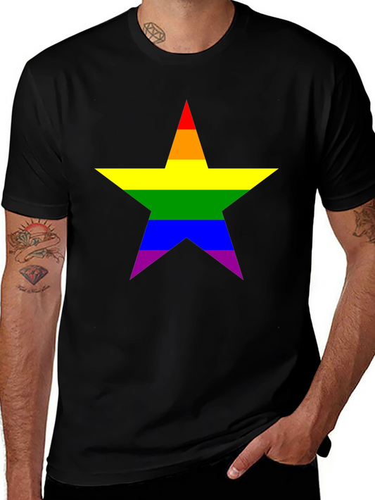 Pride Star Black Tee - LGBTQ+ Rainbow Star T-Shirt