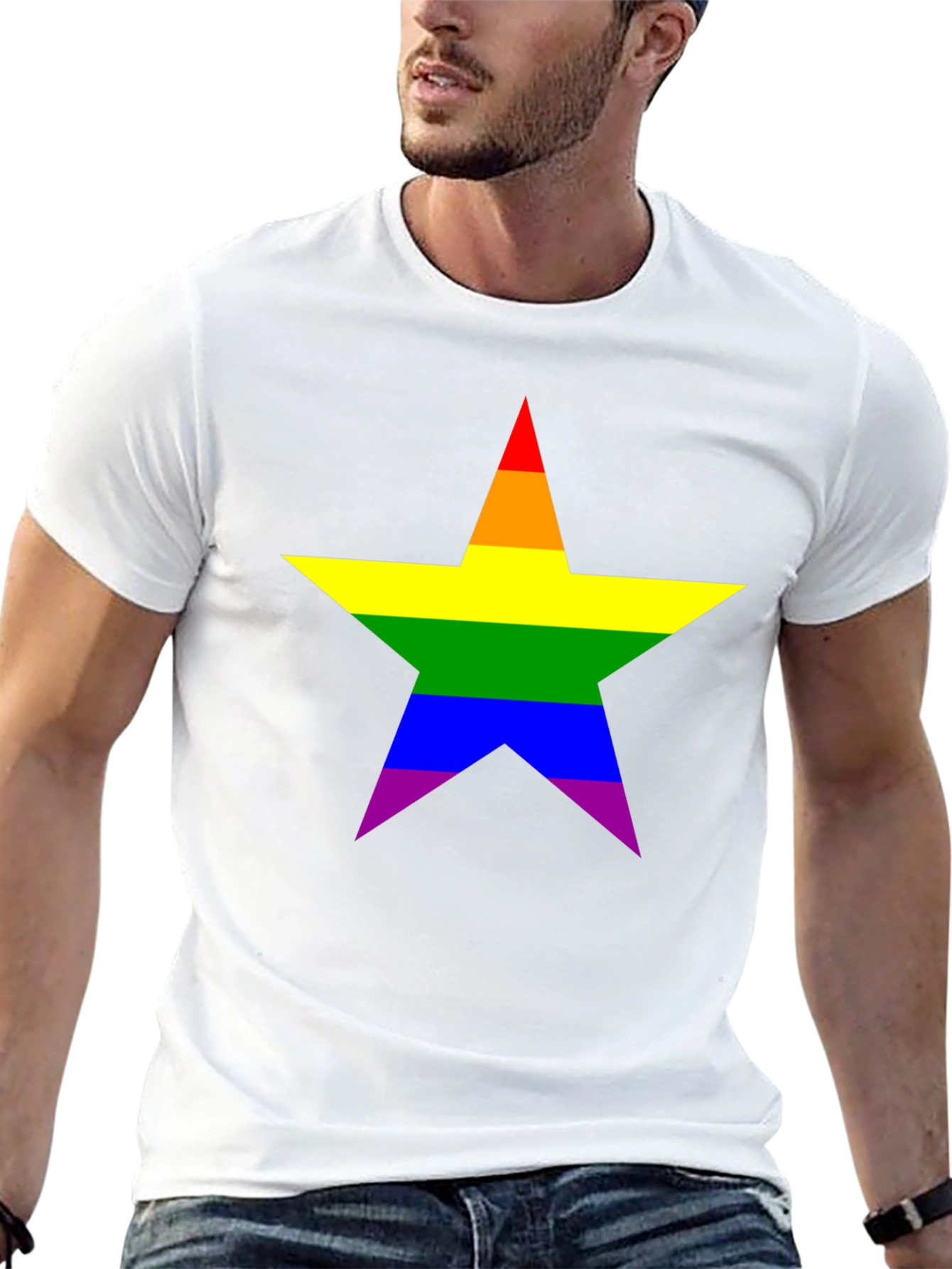 Pride Star Black Tee - LGBTQ+ Rainbow Star T-Shirt