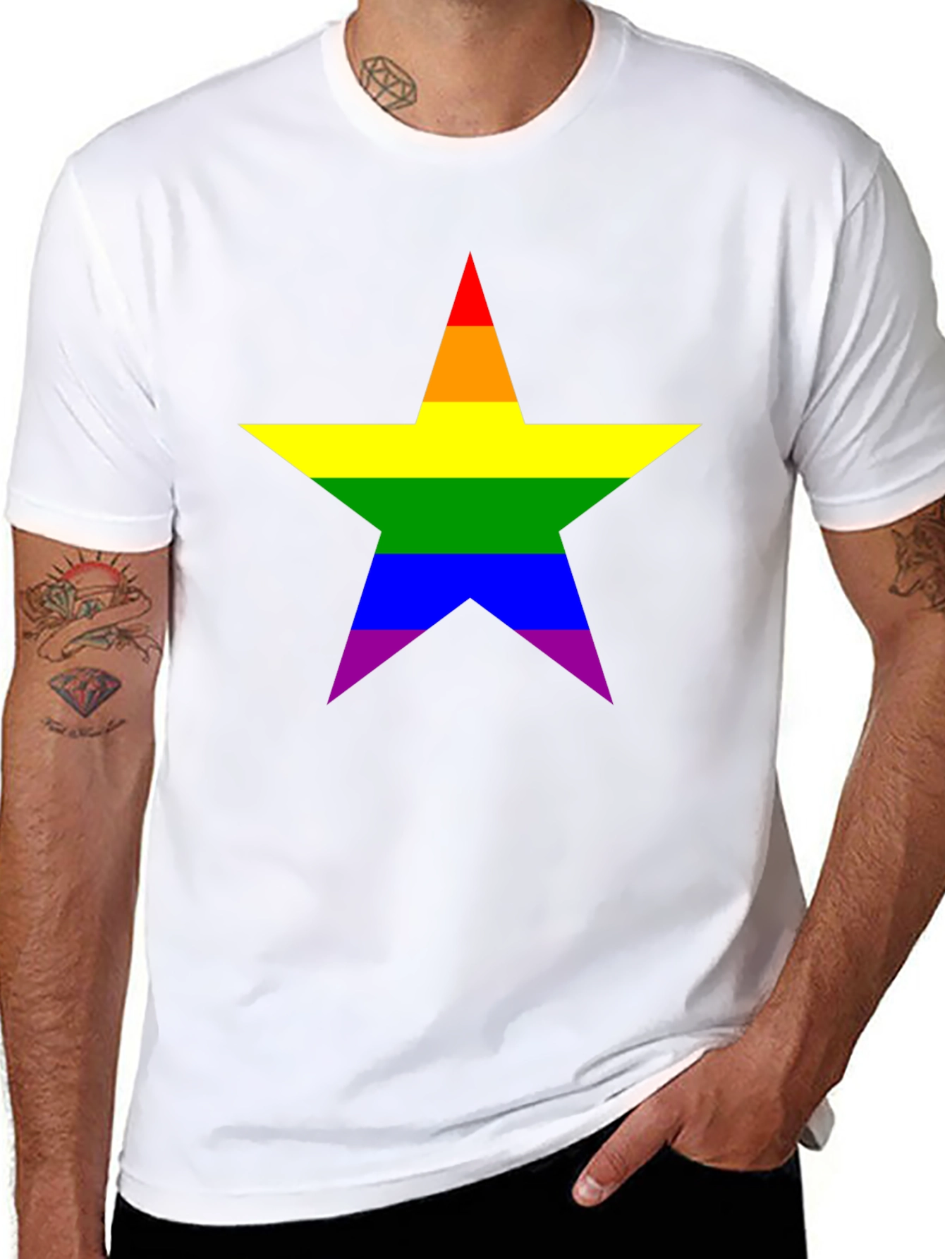 Pride Star Black Tee - LGBTQ+ Rainbow Star T-Shirt