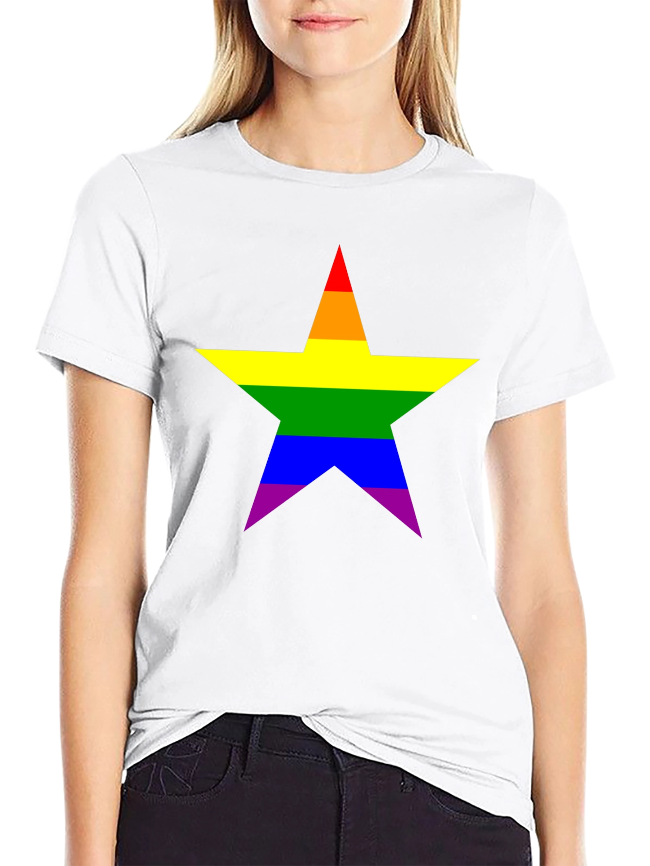 Pride Star Black Tee - LGBTQ+ Rainbow Star T-Shirt