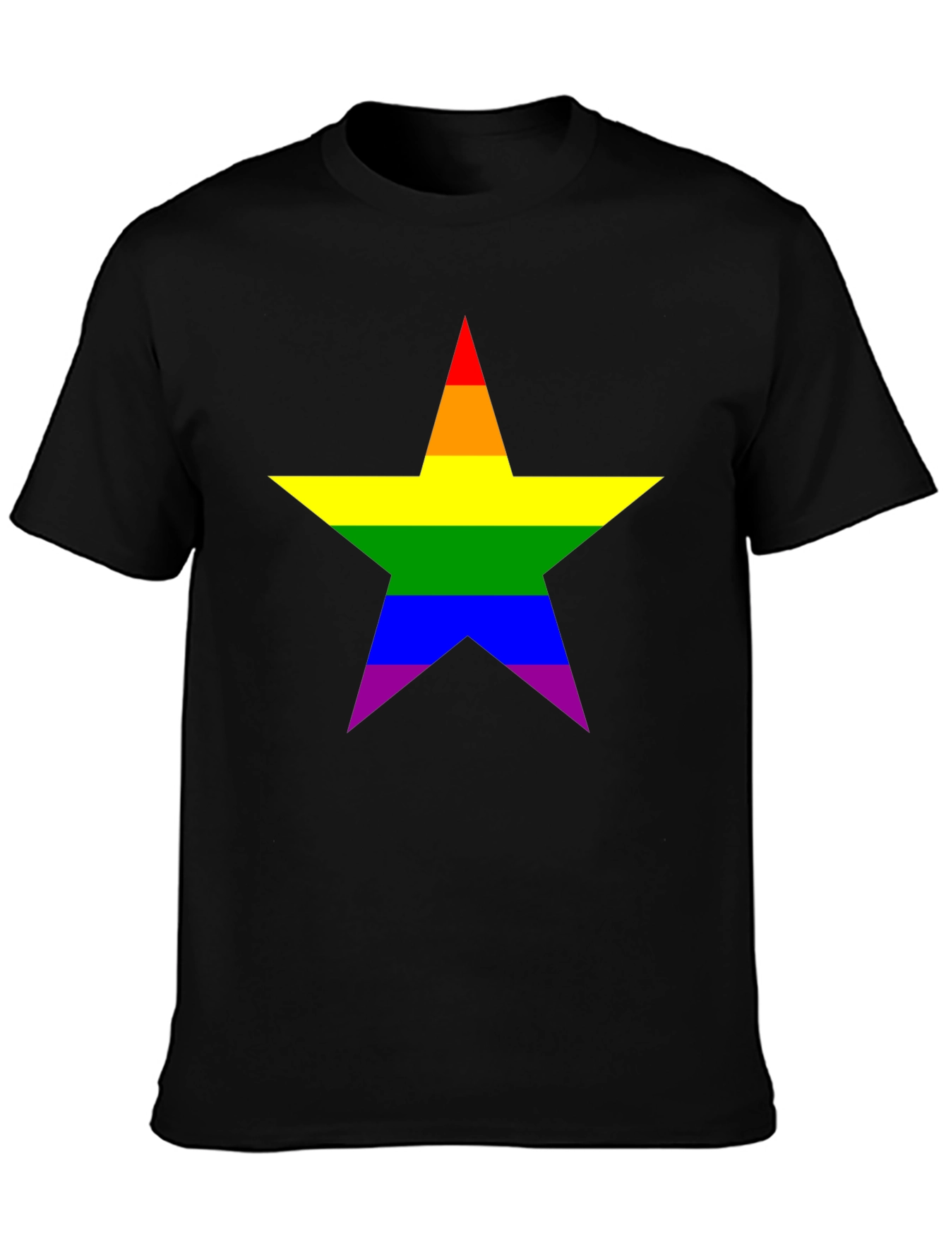Pride Star Black Tee - LGBTQ+ Rainbow Star T-Shirt