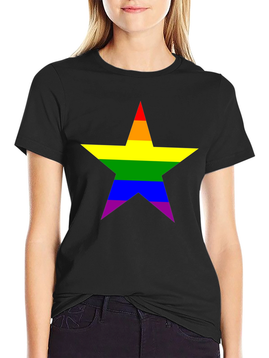Pride Star Black Tee - LGBTQ+ Rainbow Star T-Shirt