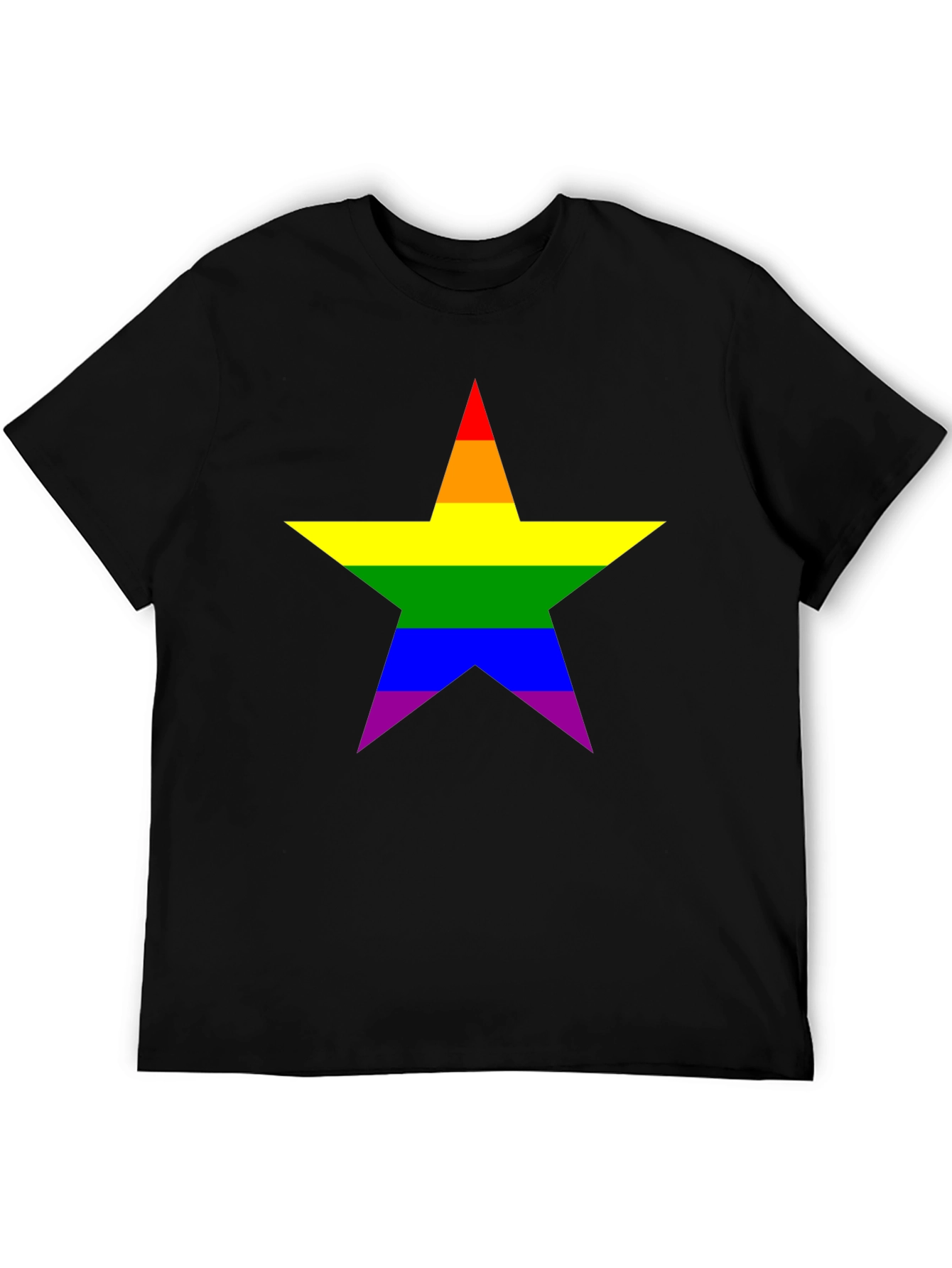 Pride Star Black Tee - LGBTQ+ Rainbow Star T-Shirt