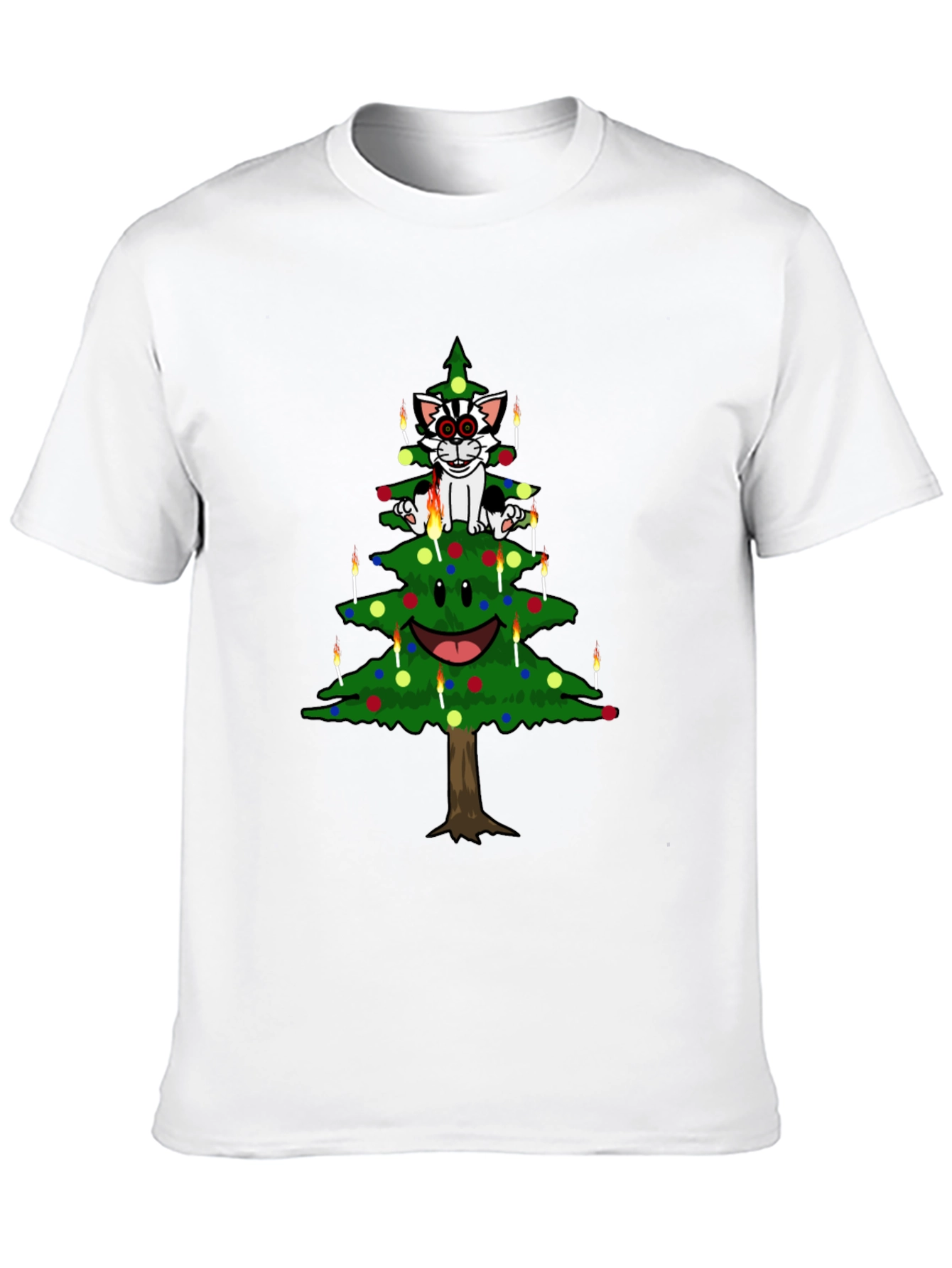 Cat Christmas Tree Graphic Tee