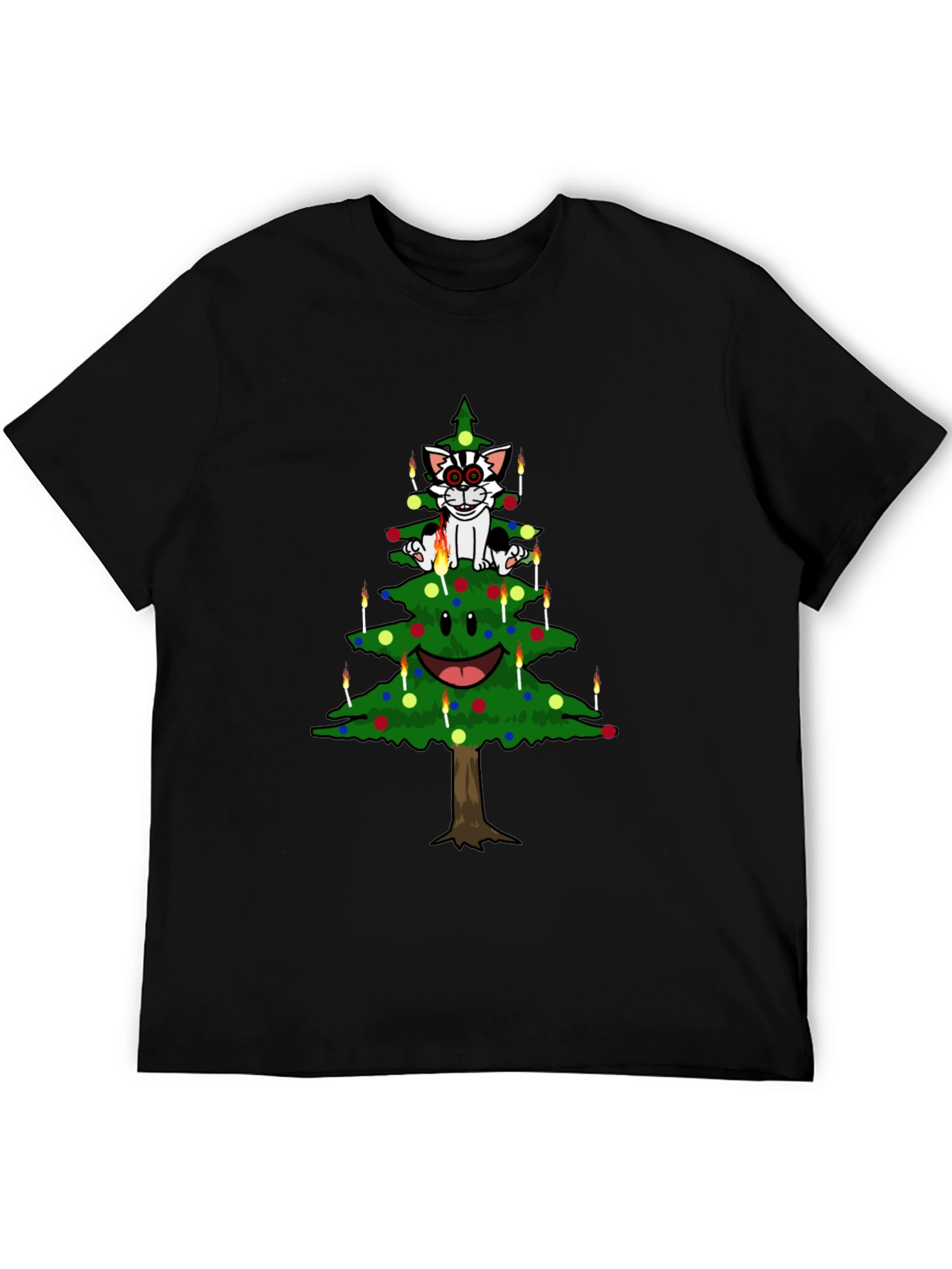 Cat Christmas Tree Graphic Tee