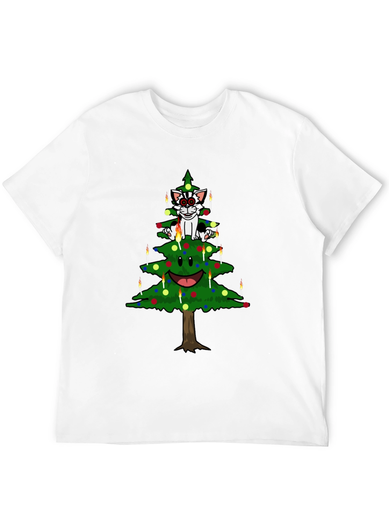 Cat Christmas Tree Graphic Tee