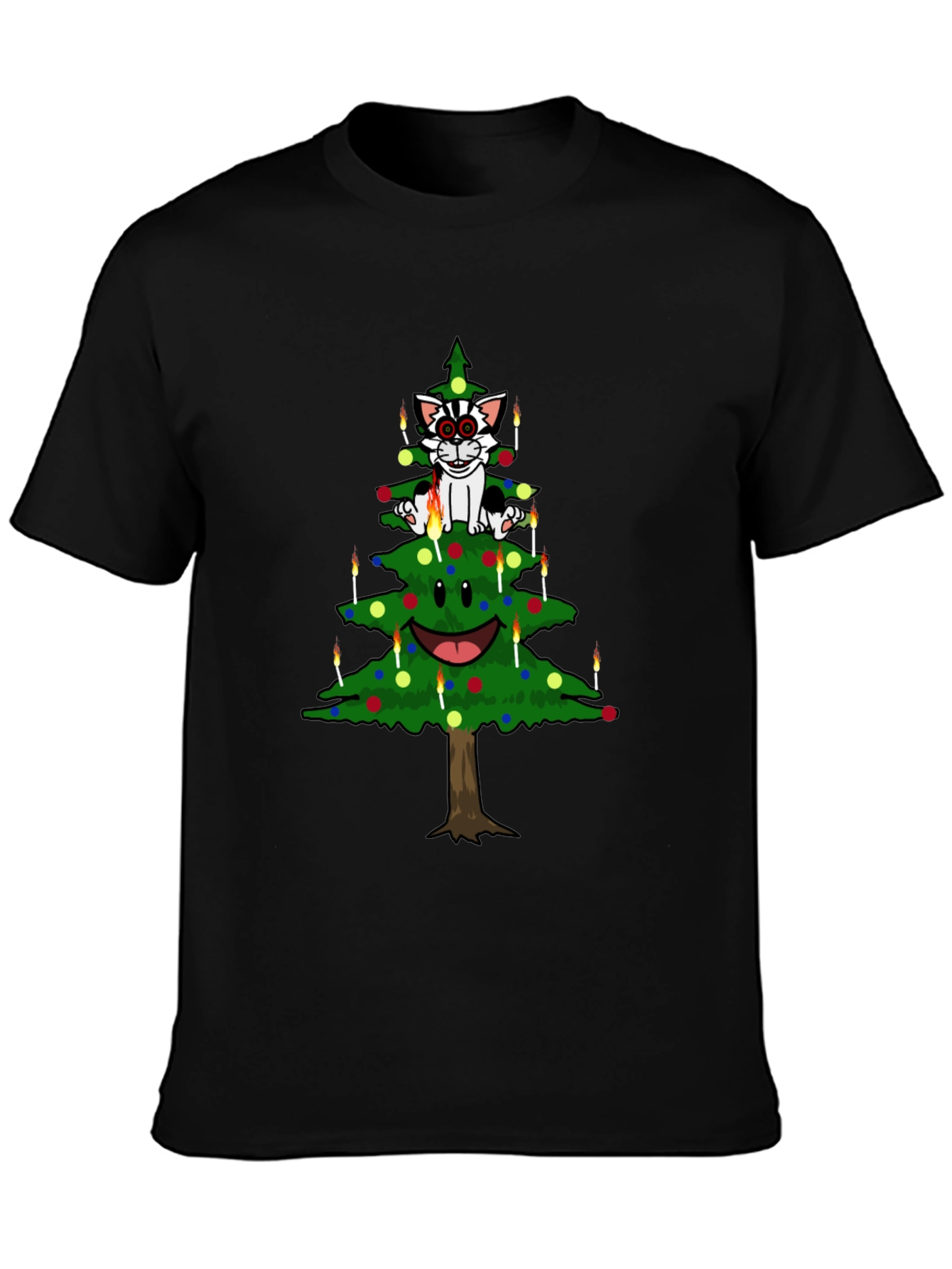 Cat Christmas Tree Graphic Tee