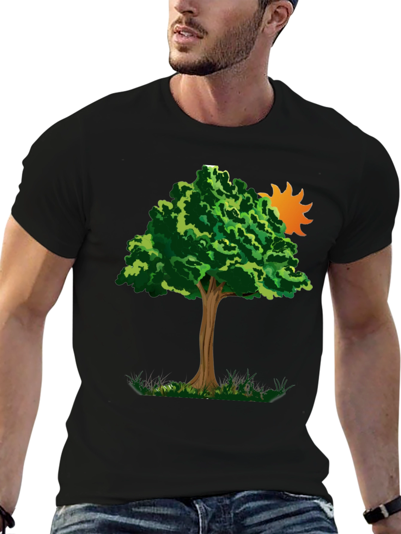 Nature Tree Graphic Tee - Black Cotton Blend