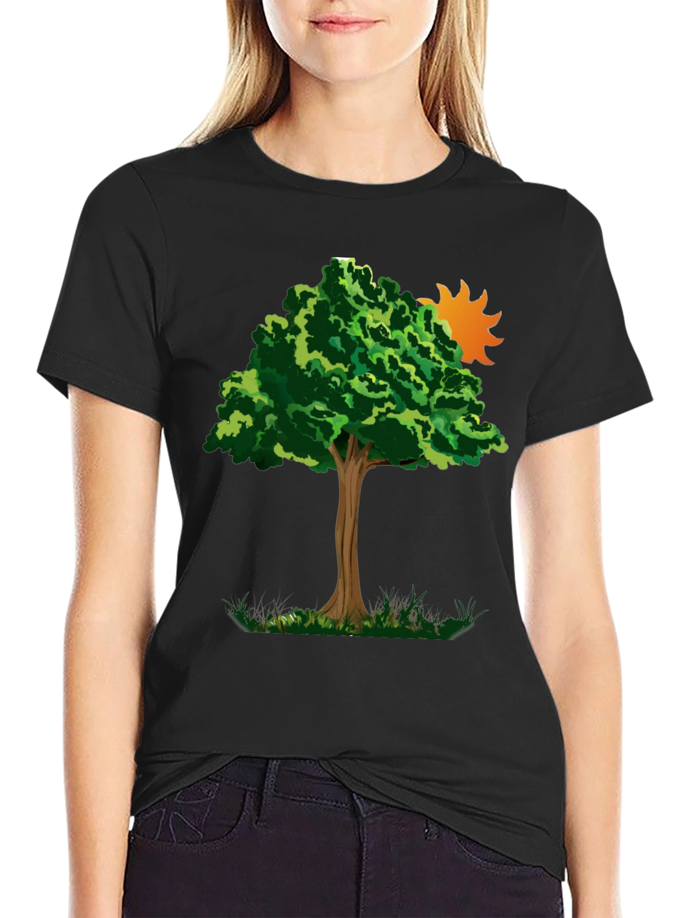 Nature Tree Graphic Tee - Black Cotton Blend