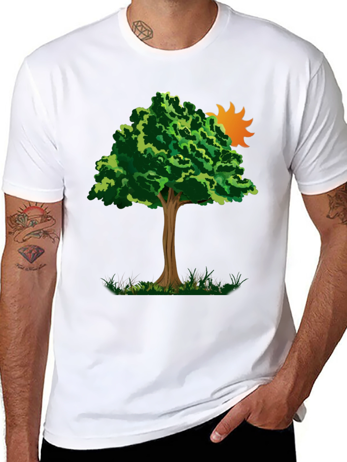 Nature Tree Graphic Tee - Black Cotton Blend
