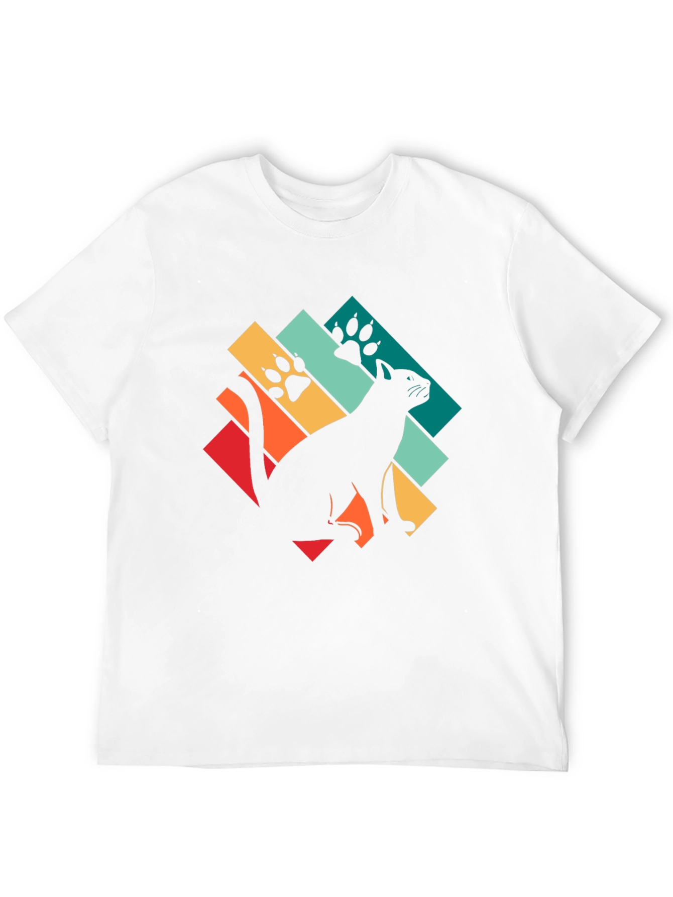 Retro Cat Paw Print T-Shirt