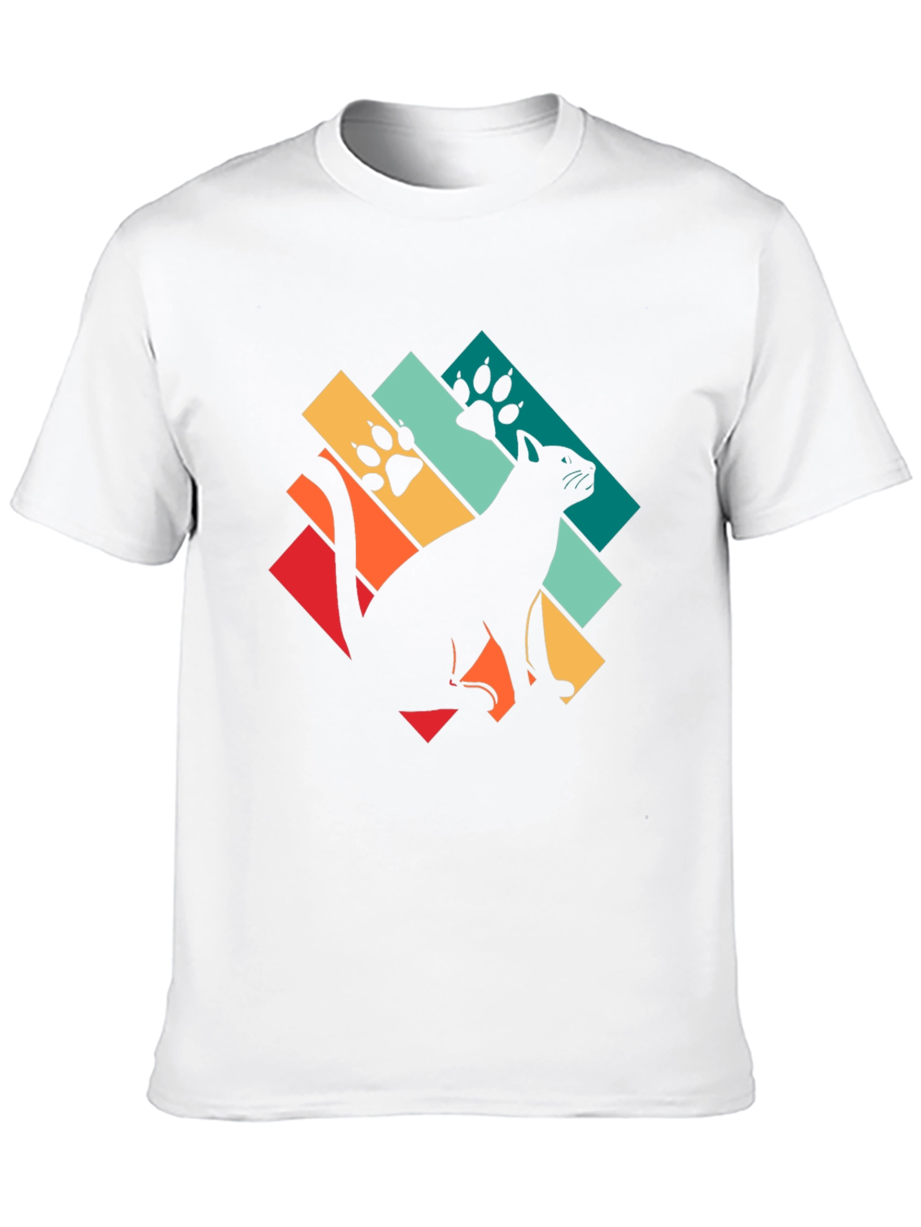 Retro Cat Paw Print T-Shirt